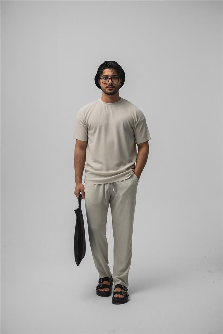 Fitilli Oversize T-Shirt Gri