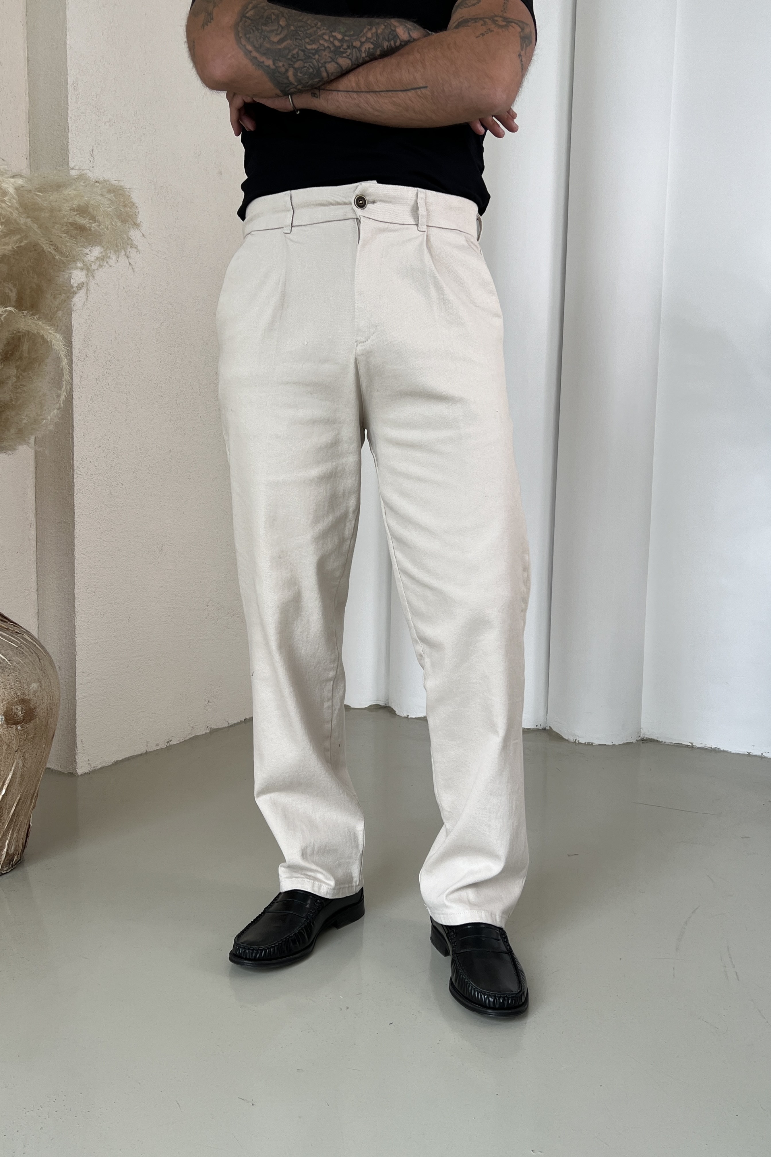 Gabardin Bol Kot Pantolon Krem