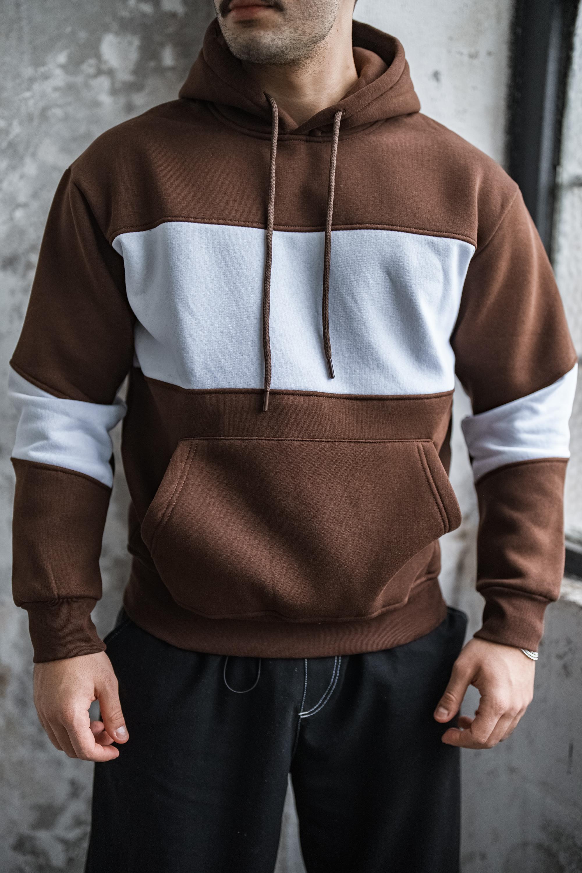 İki İplik Renkli Oversize Sweatshirt Kahve