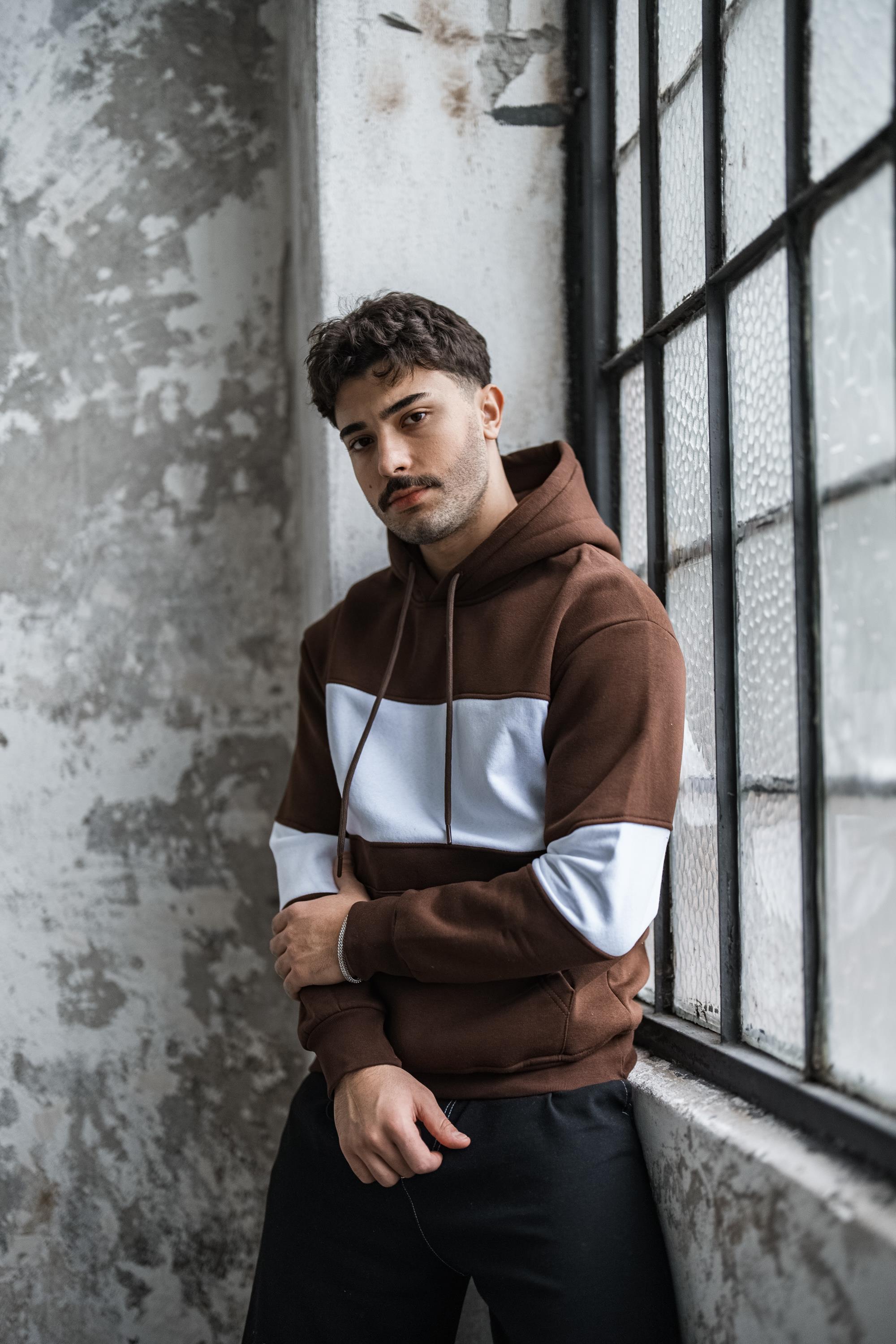 İki İplik Renkli Oversize Sweatshirt Kahve