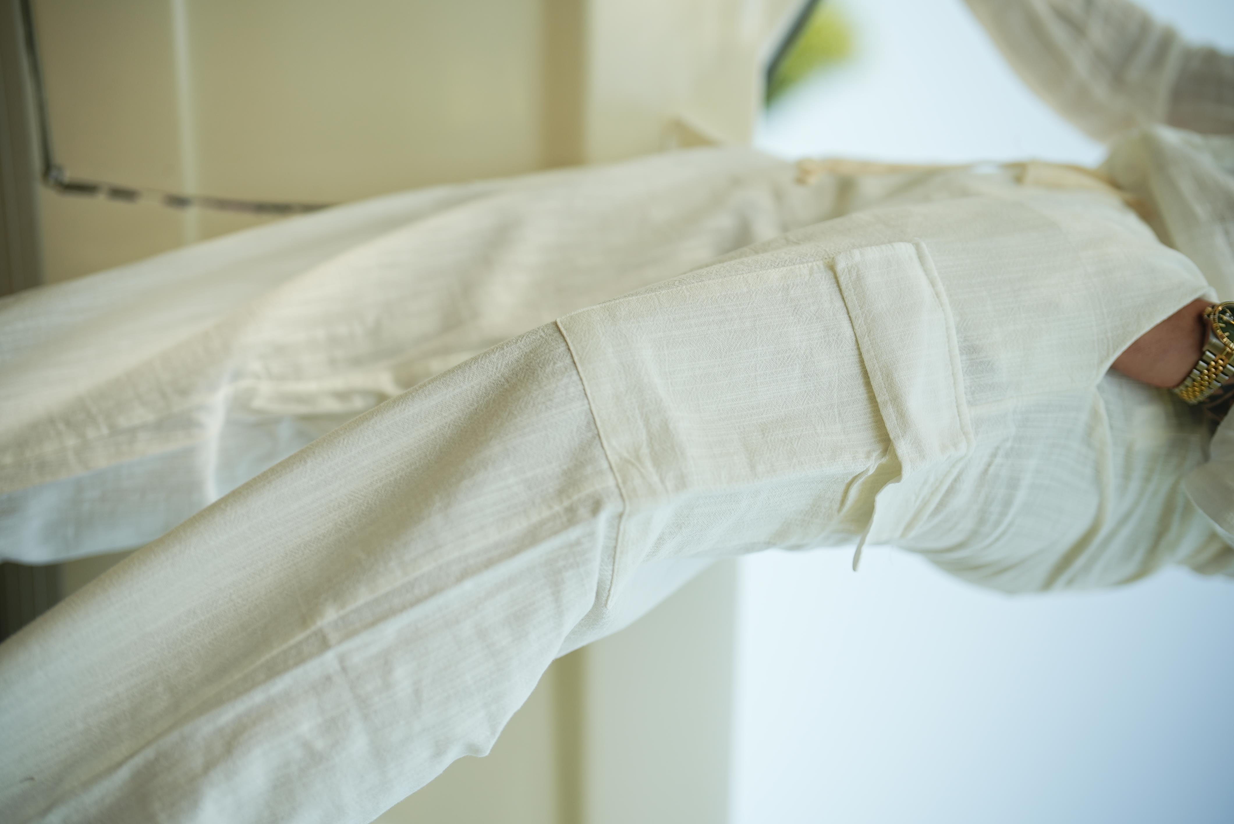 Kargo Cep Keten Bol Pantolon Beyaz