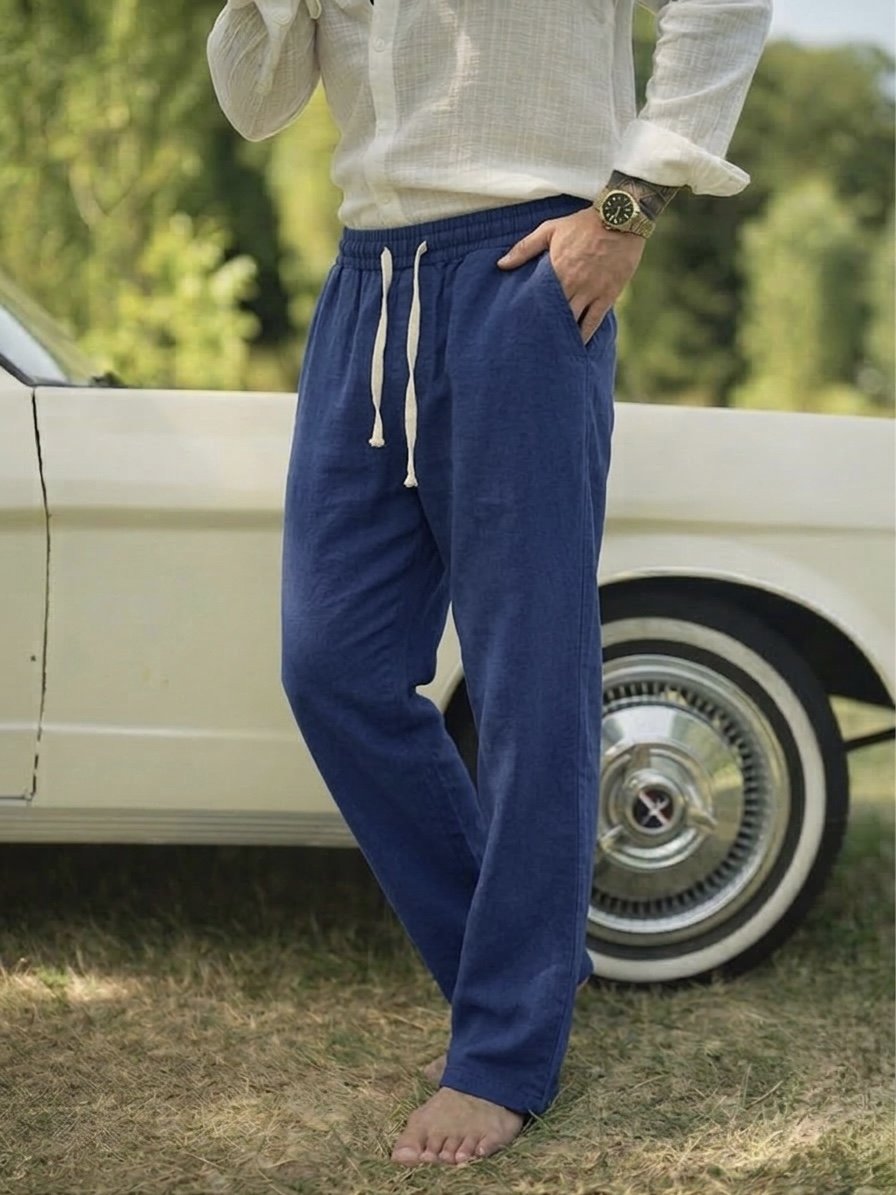 Keten Baggy Pantolon Lacivert