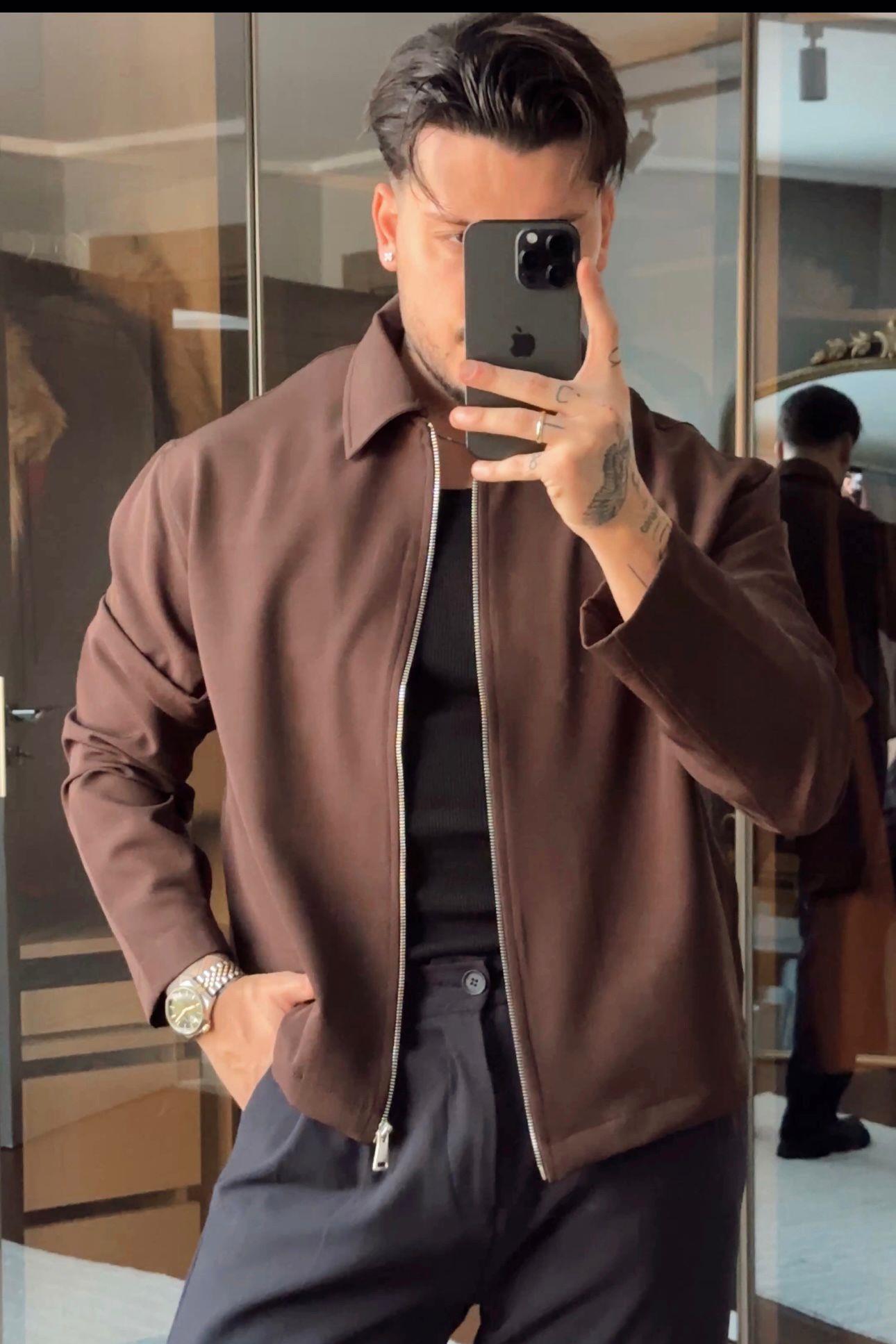 Kol Pile Detay Bol Basic Ceket Kahve