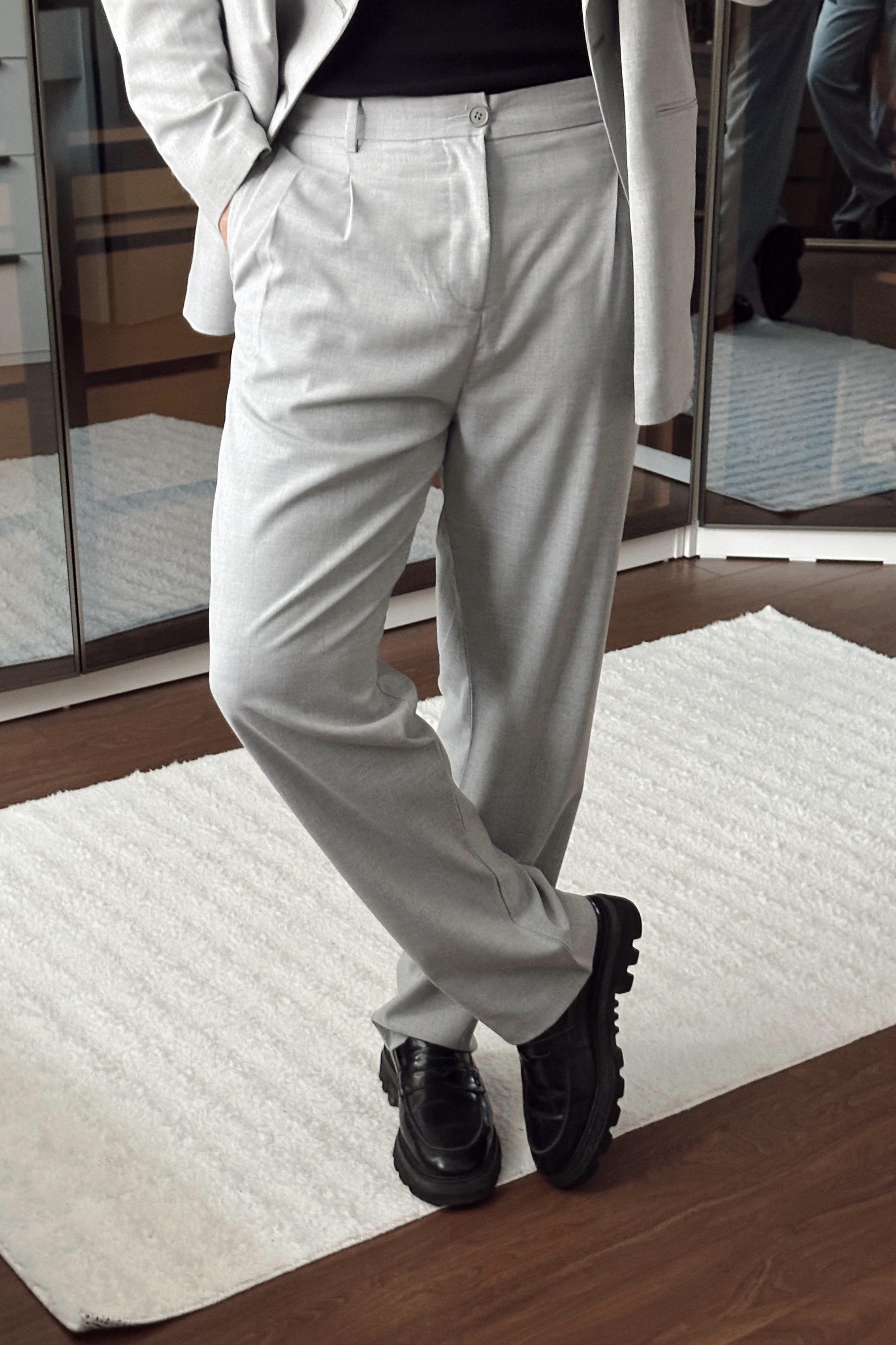 Kruvaze Oversize Casual Takım Gri