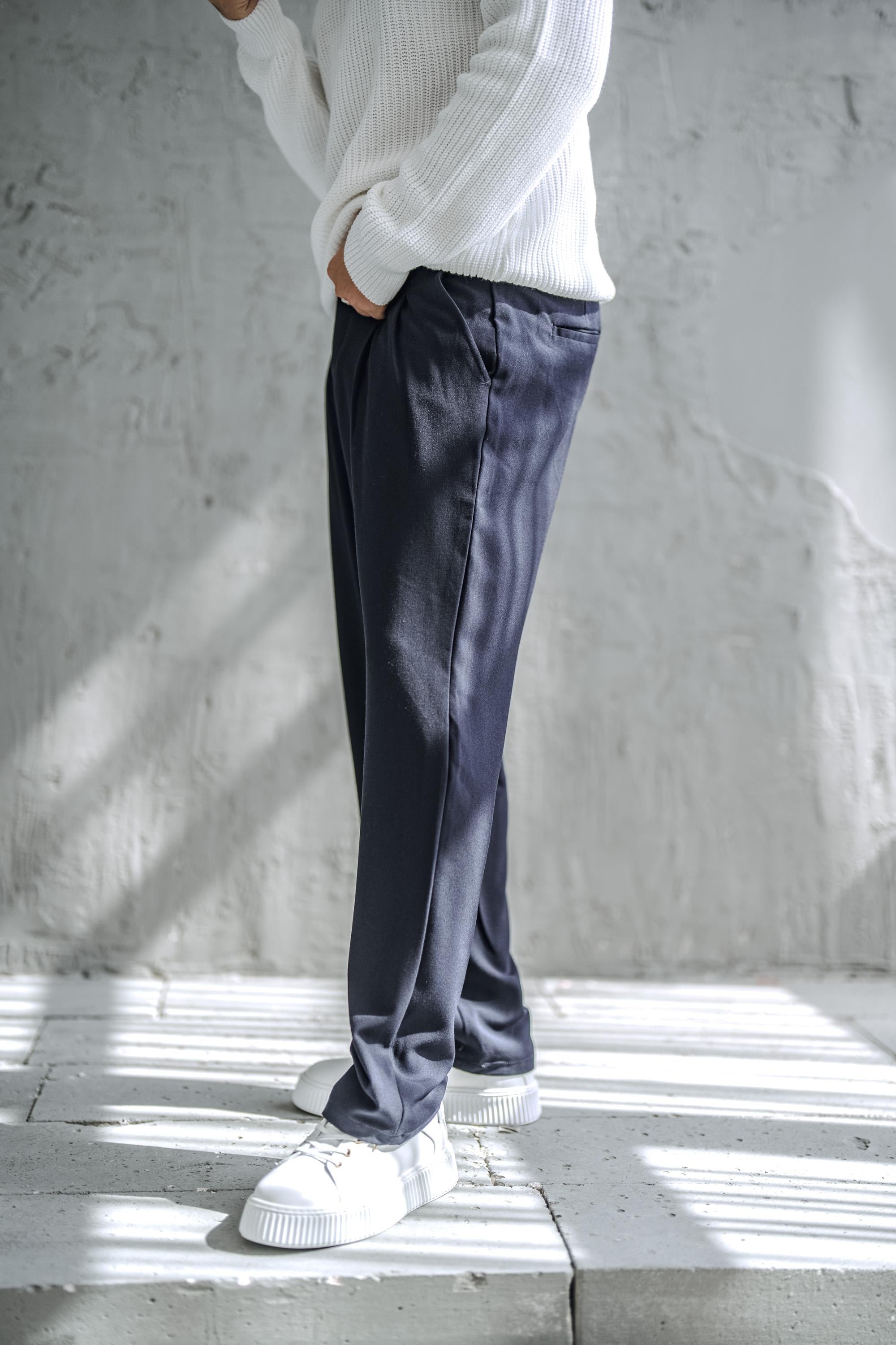 Kumaş Baggy Pantolon Lacivert