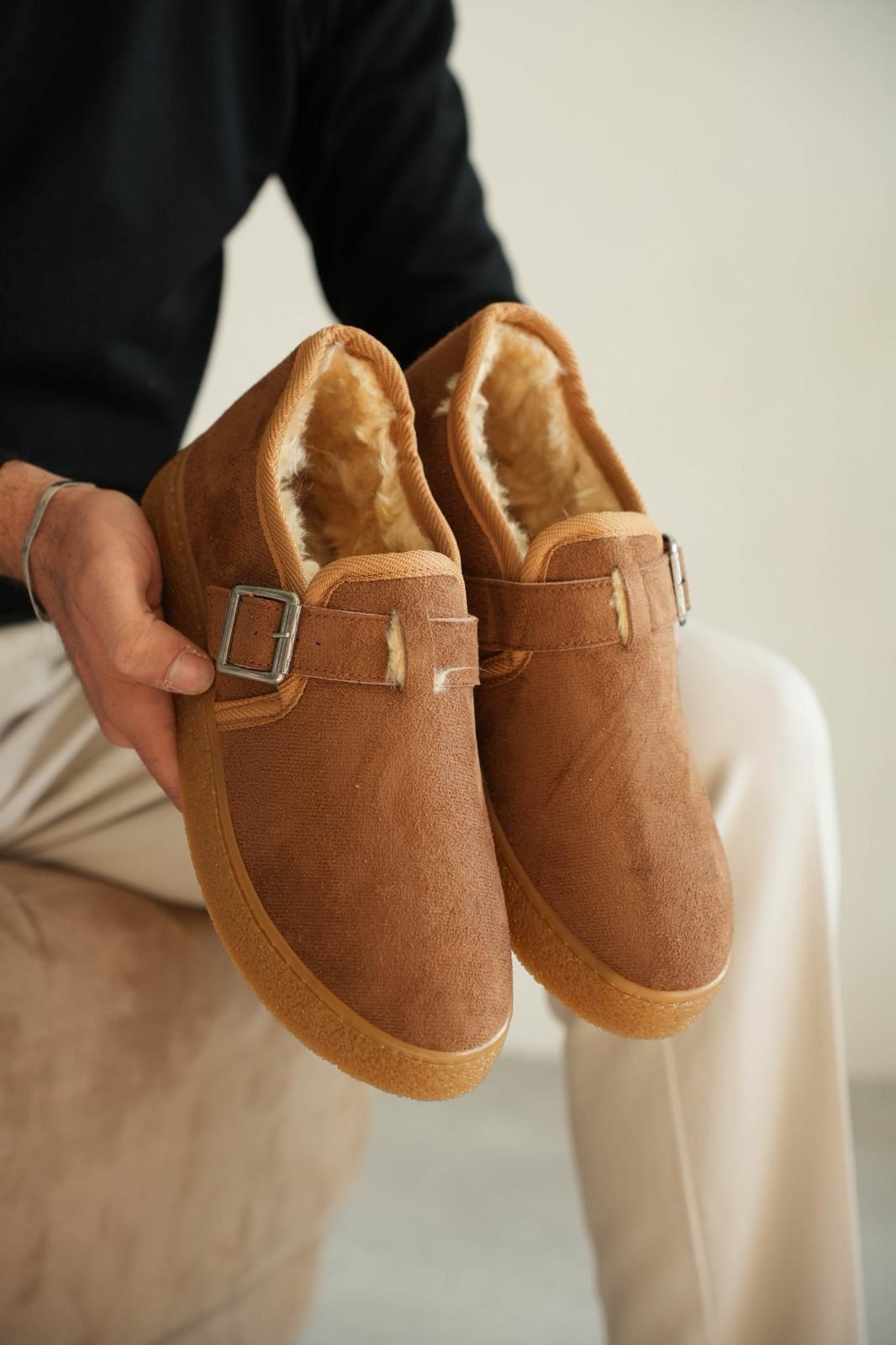 Kürklü Termo Taban Ayakkabı Camel
