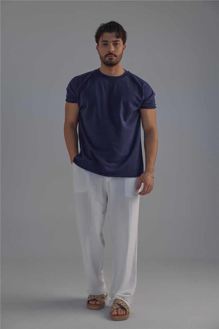 Lazer Kesim T-Shirt Lacivert