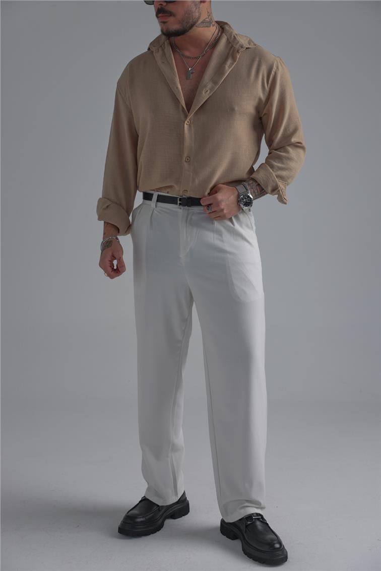Linen Oversize Gömlek Vizon