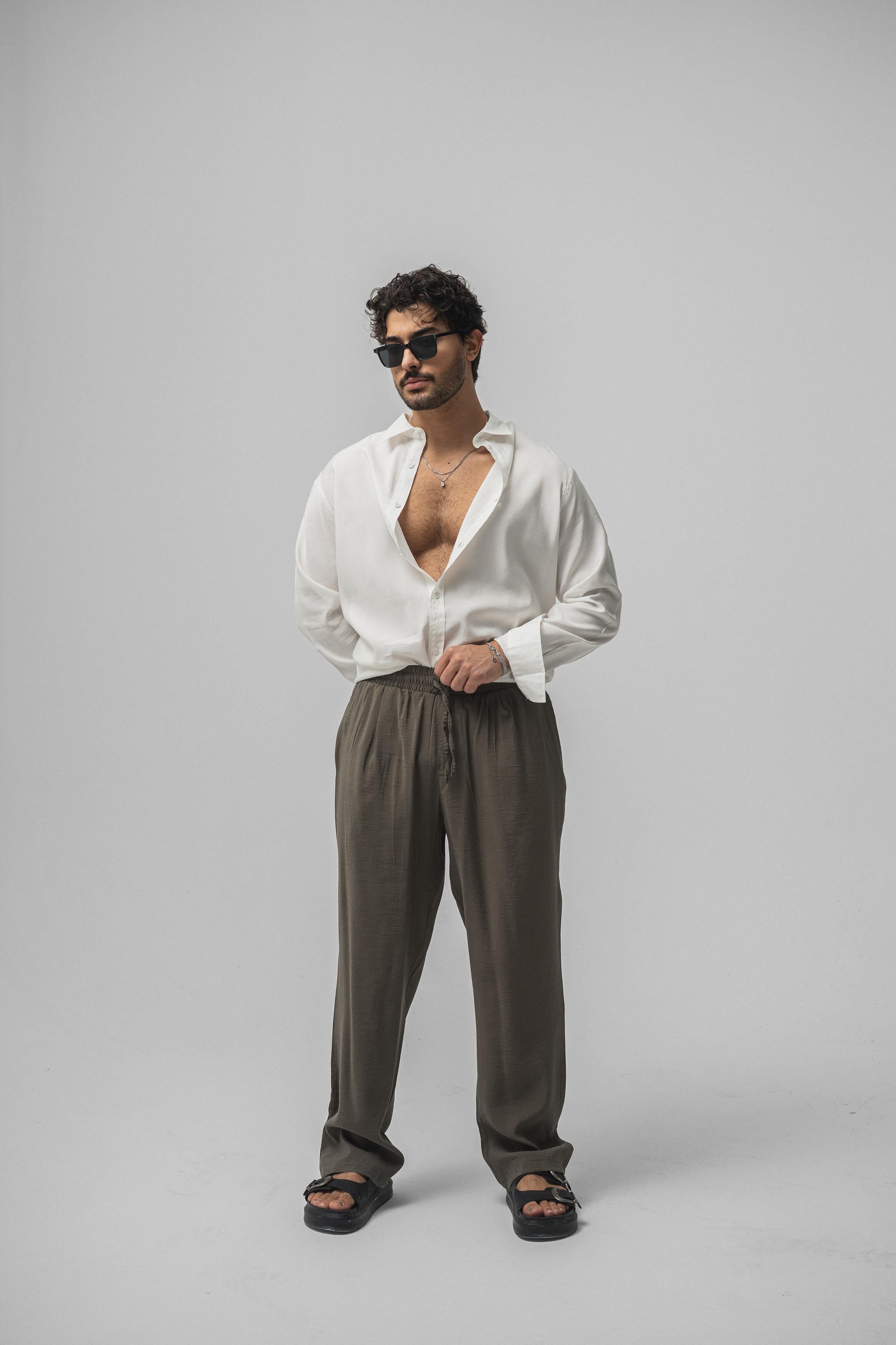 Tensel Kumaş Baggy Pant. Haki