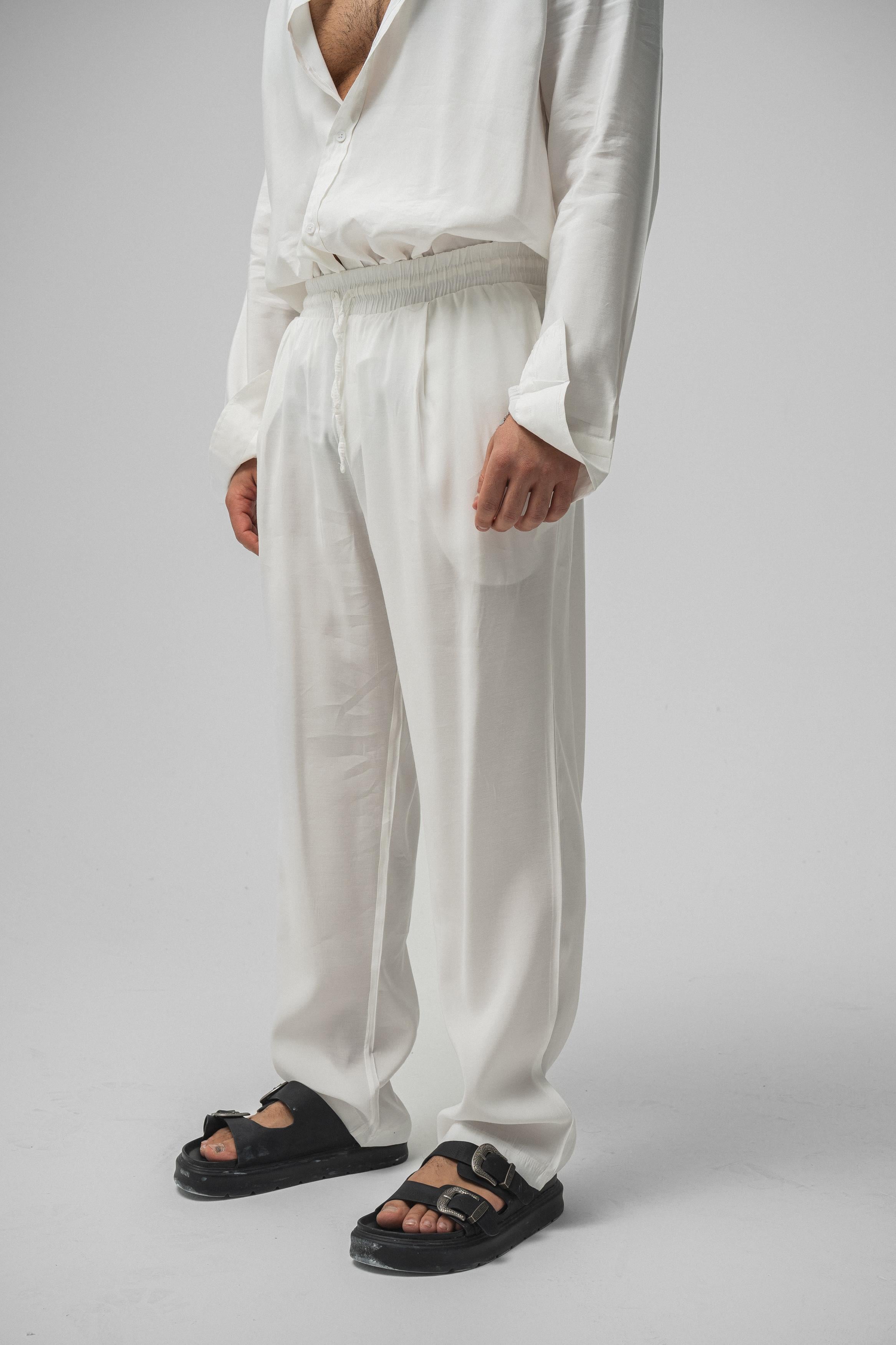 Tensel Kumaş Baggy Pant. Beyaz