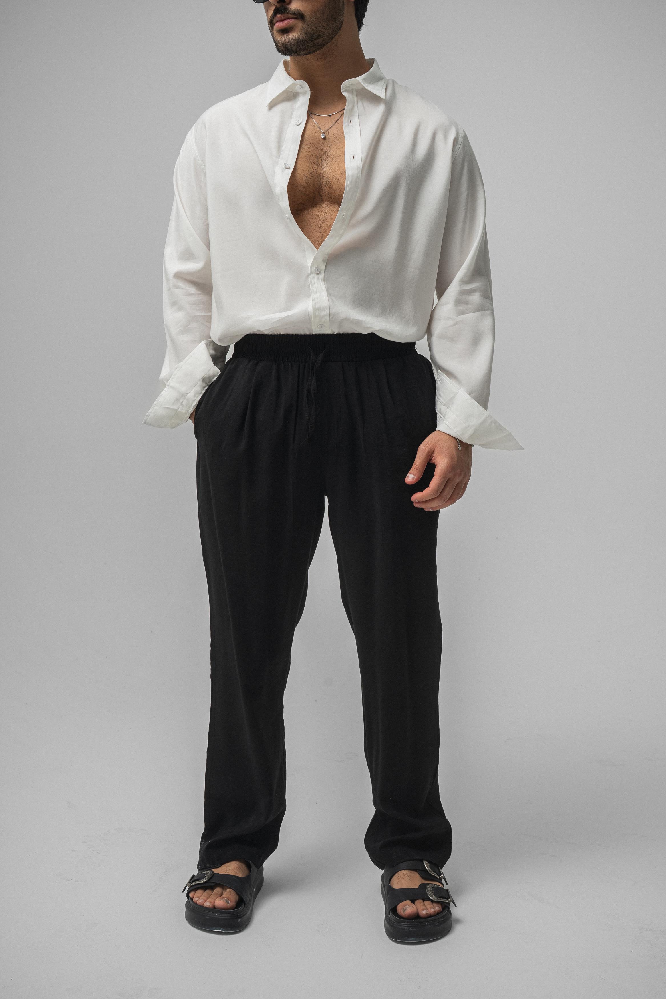 Tensel Kumaş Baggy Pant. Siyah