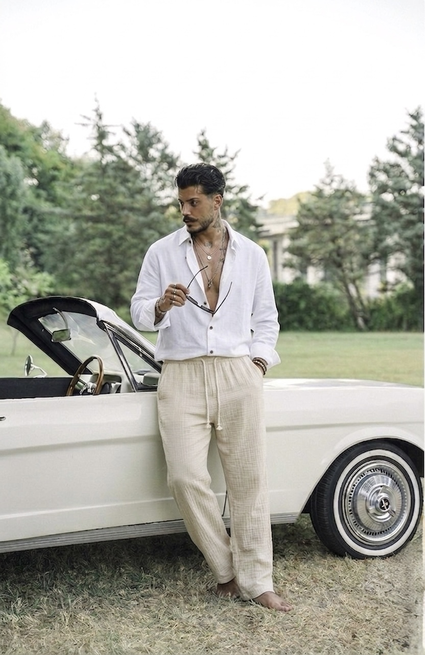 Müslin Bağlamalı Baggy Pantolon Krem