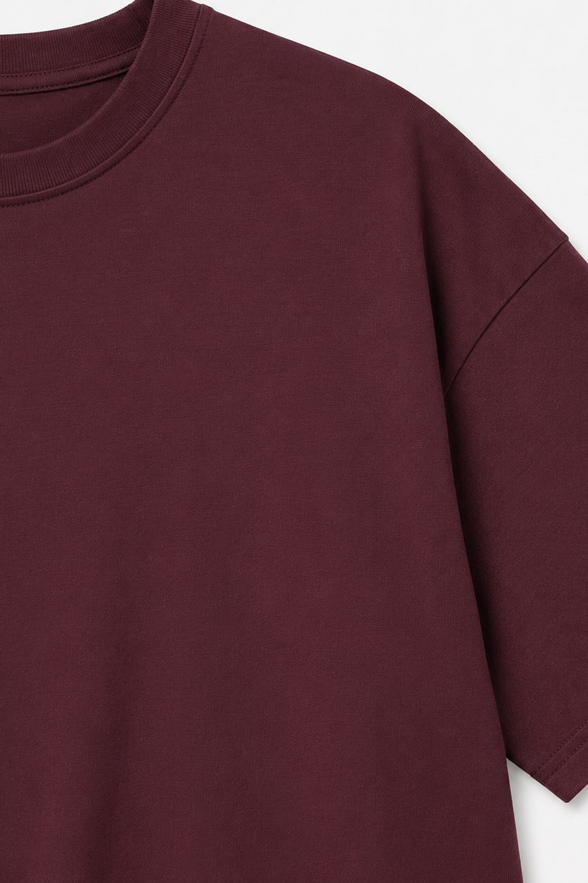 Oversize Basic Tshırt Bordo