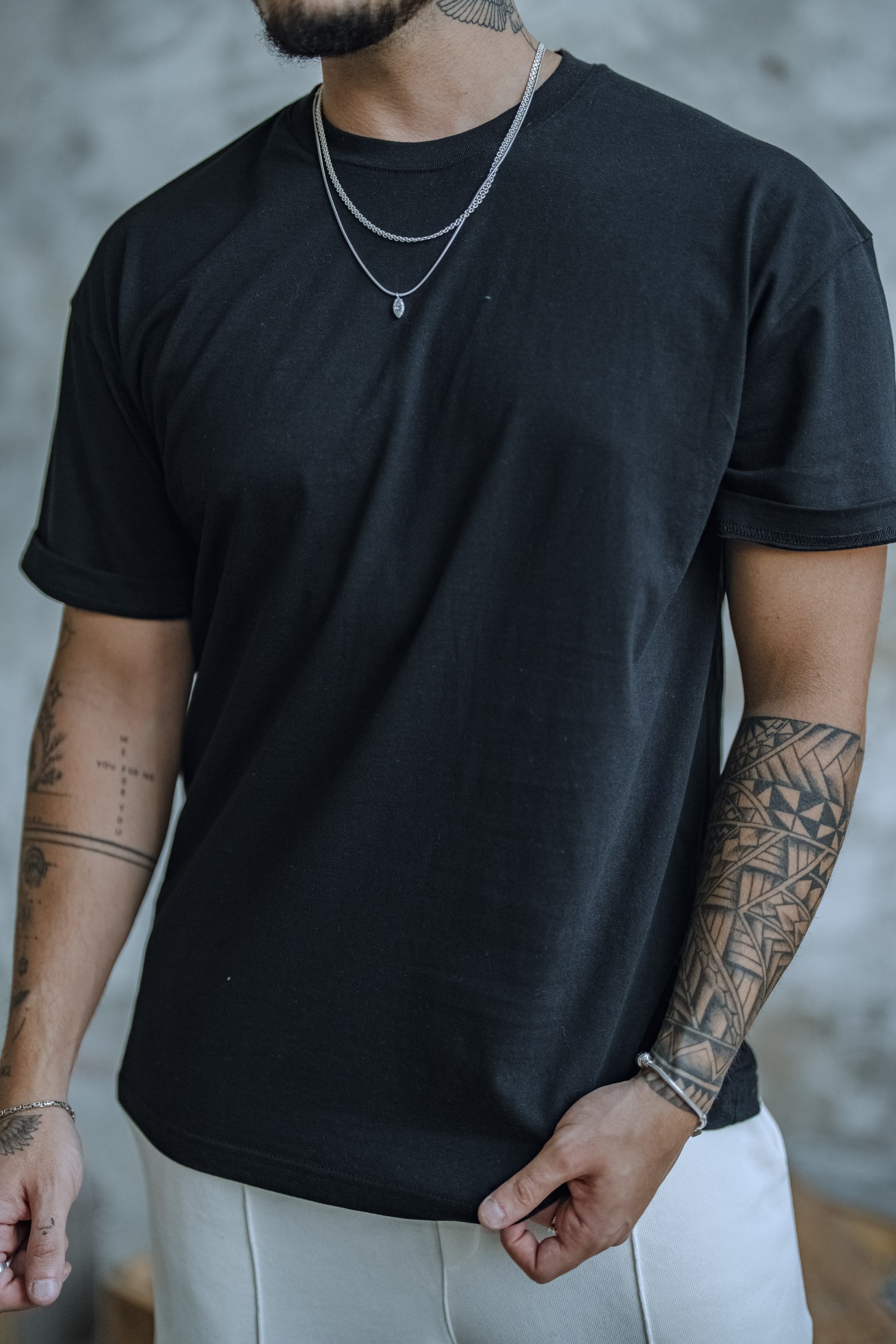Oversize Dolgun Basic Tshirt Siyah