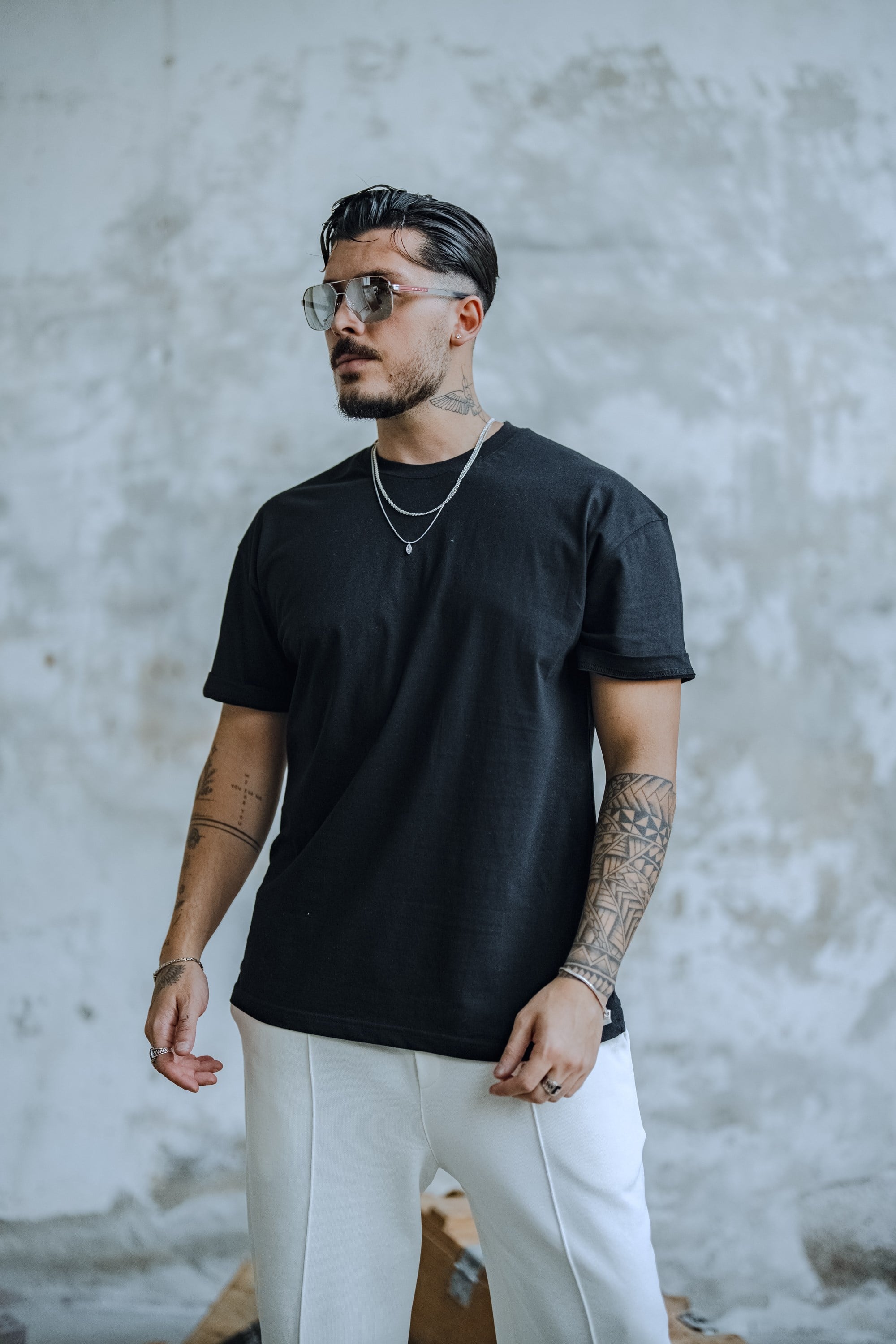 Oversize Dolgun Basic Tshirt Siyah