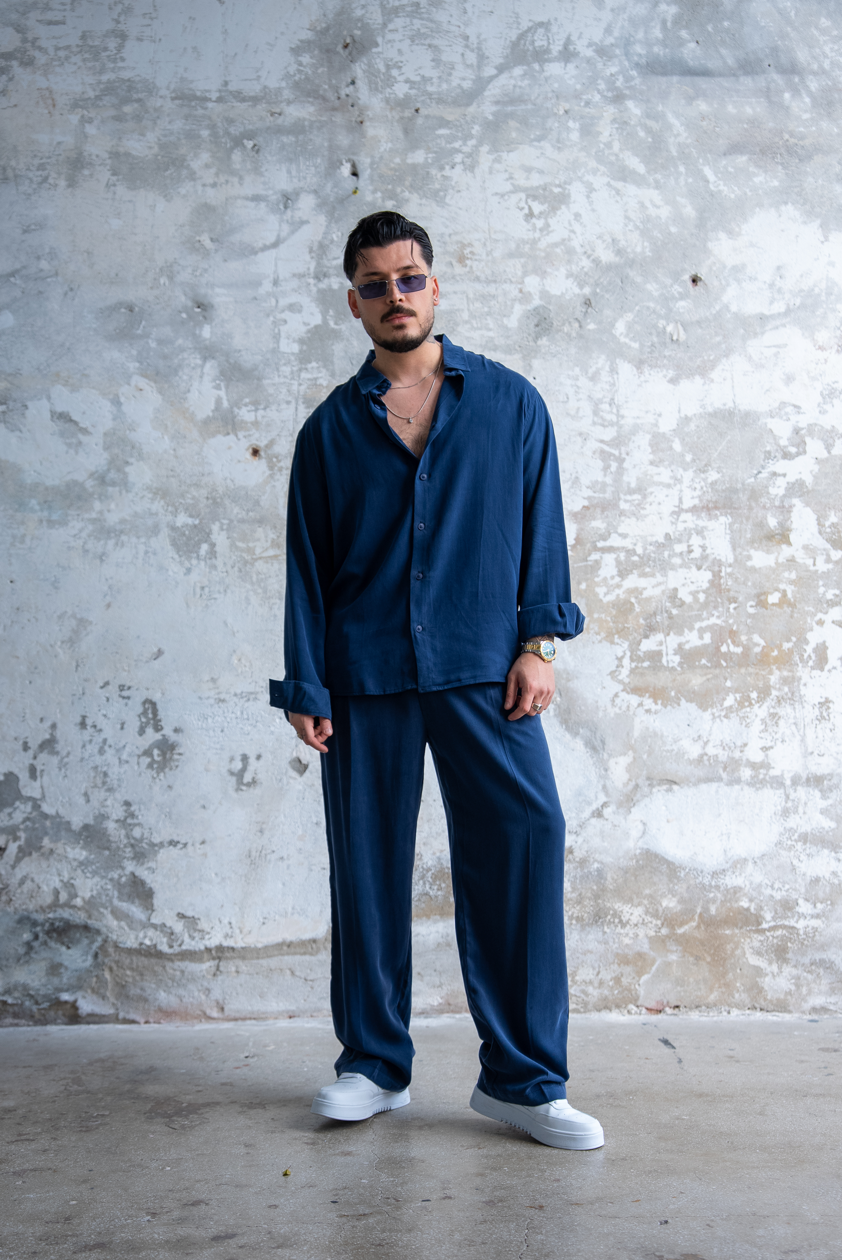 Oversize Yıkamalı Modal Takım Lacivert