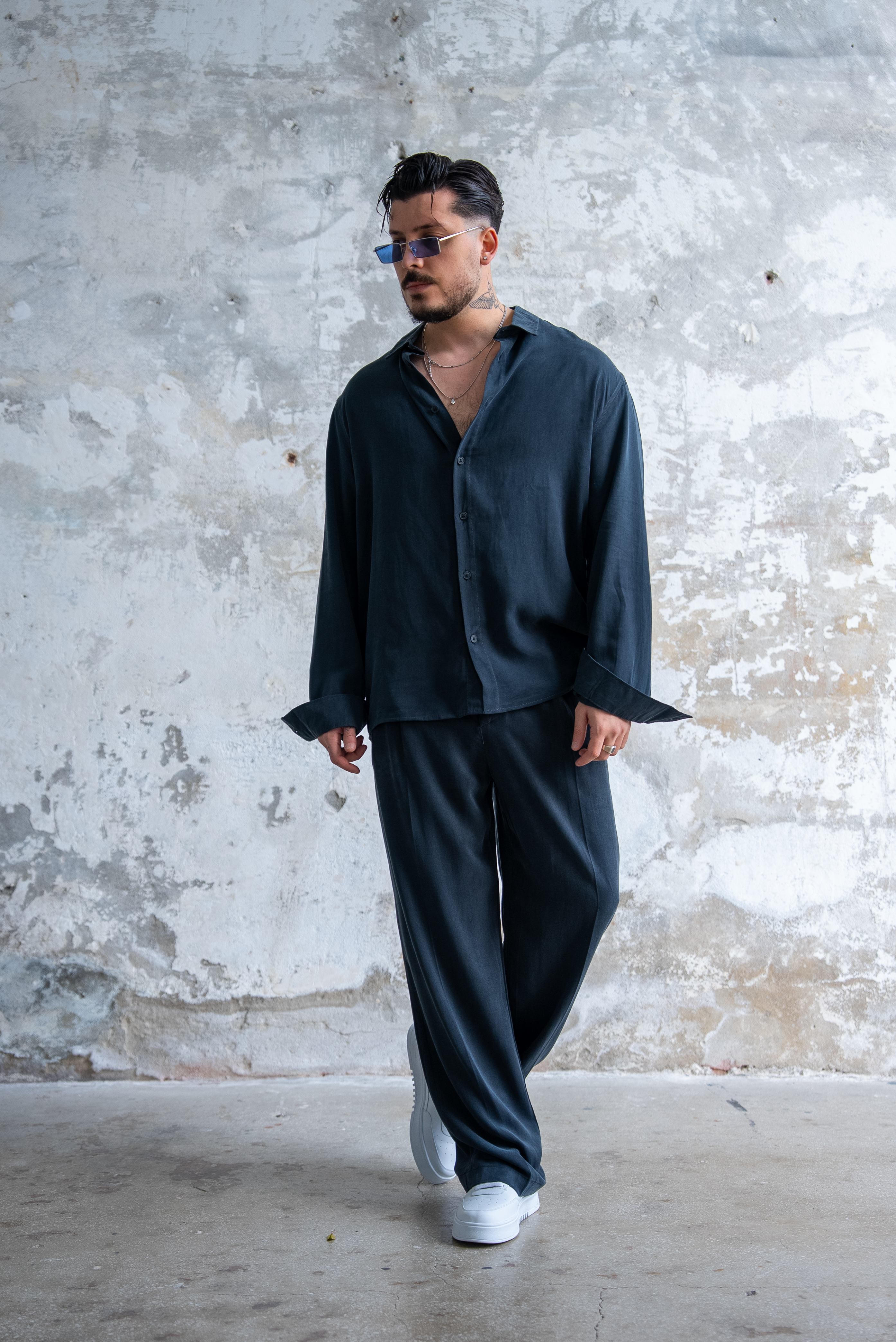 Oversize Yıkamalı Modal Takım Siyah
