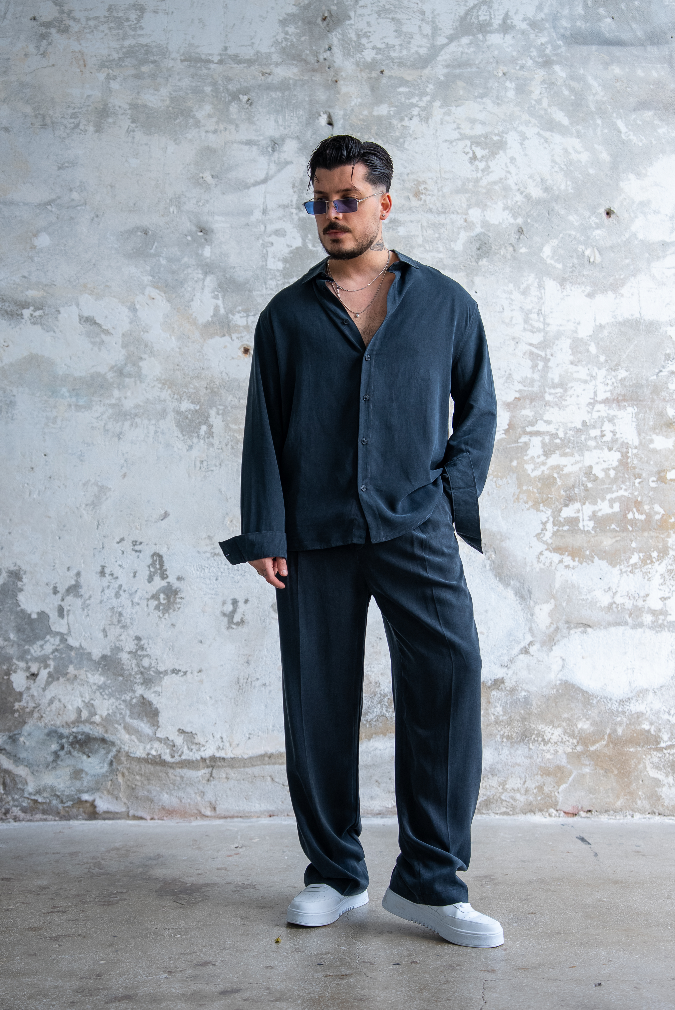 Oversize Yıkamalı Modal Takım Siyah