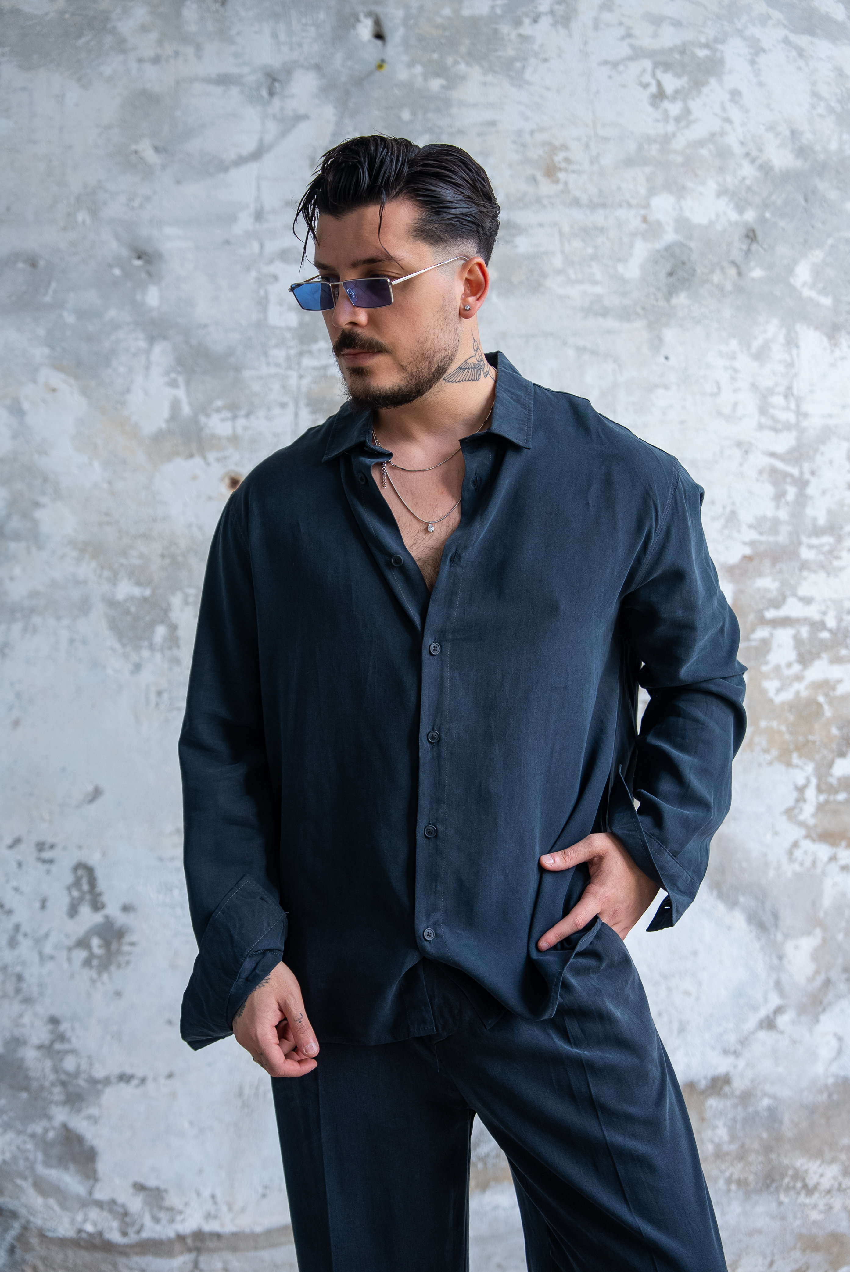 Oversize Yıkamalı Modal Takım Siyah