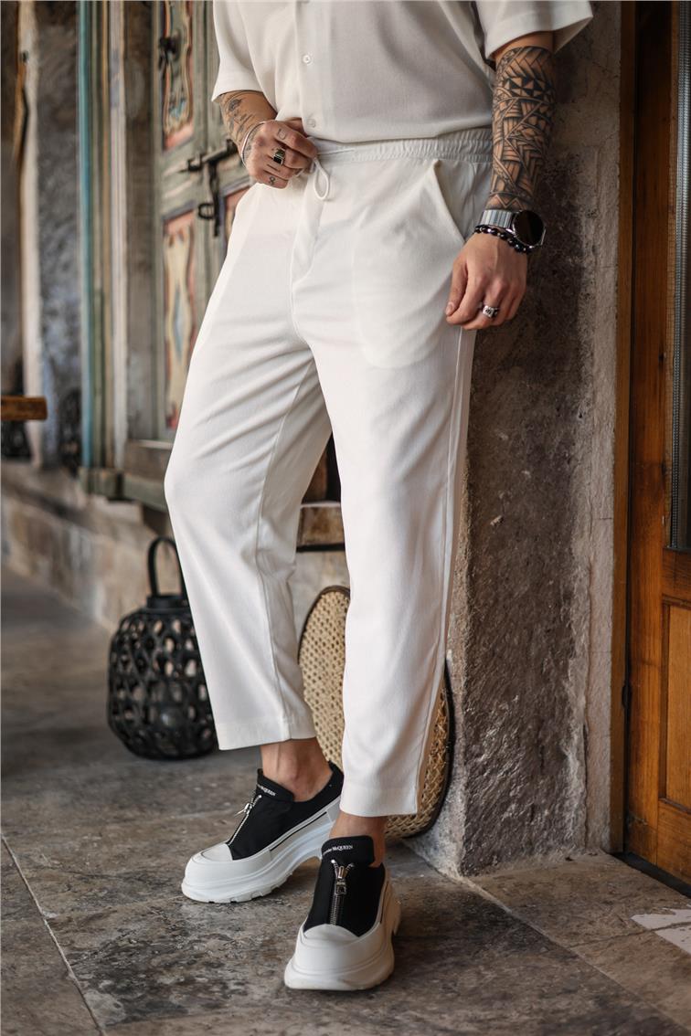 Pamuklu Baggy Pantolon Beyaz