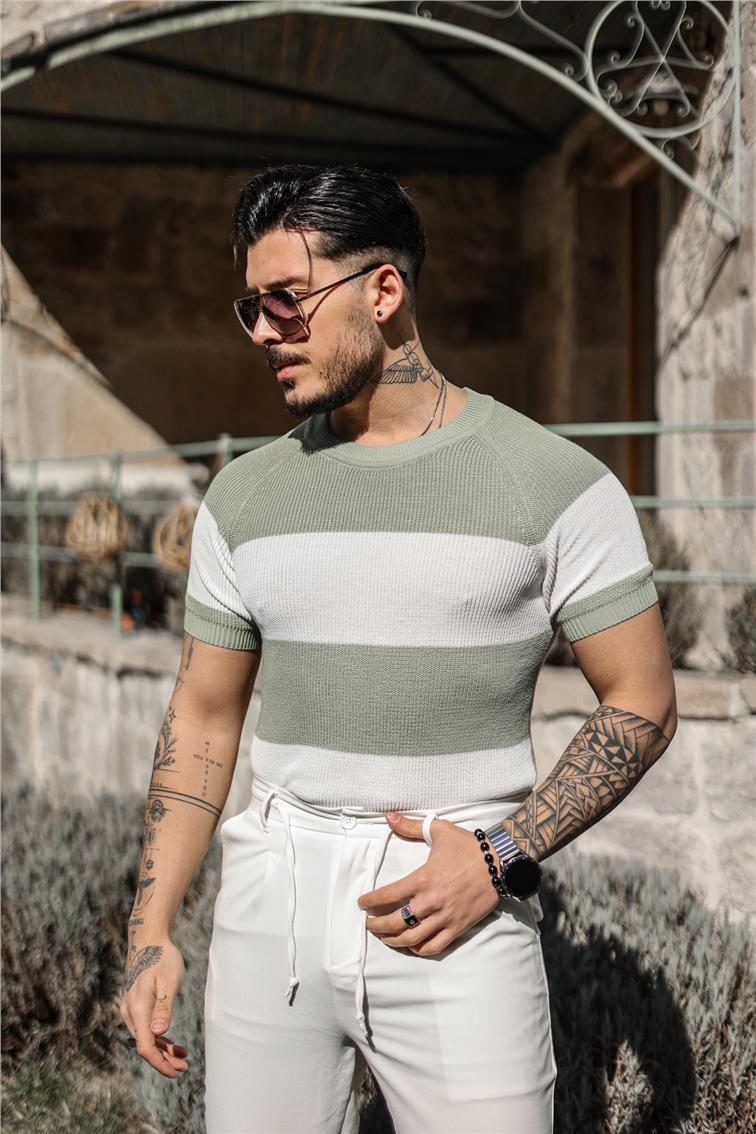 Paralel Örme Triko T-Shirt Mint