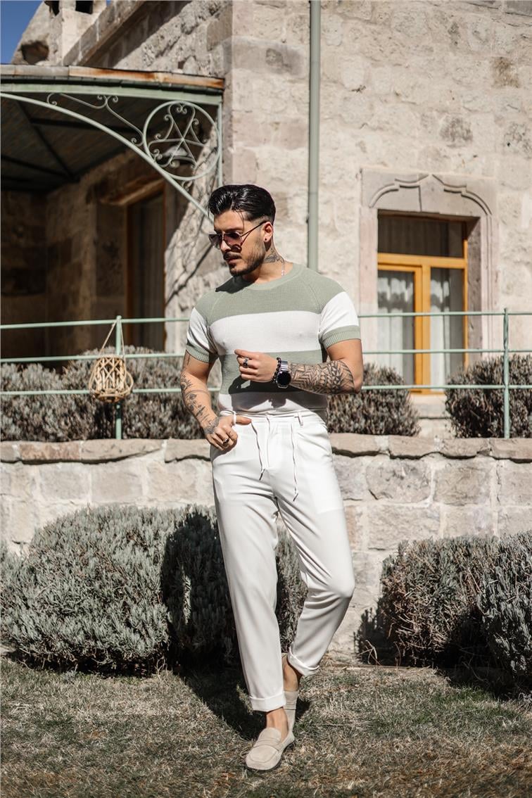 Paralel Örme Triko T-Shirt Mint