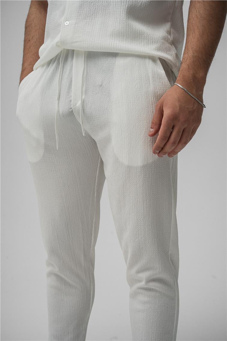 Pilili Pantolon Beyaz