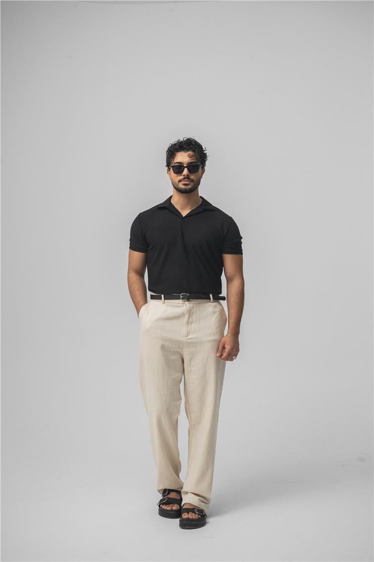 Polo Yaka Basic T-Shirt Siyah