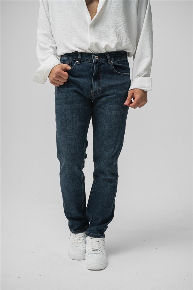 Regular Yıkamalı Jean Koyu Mavi