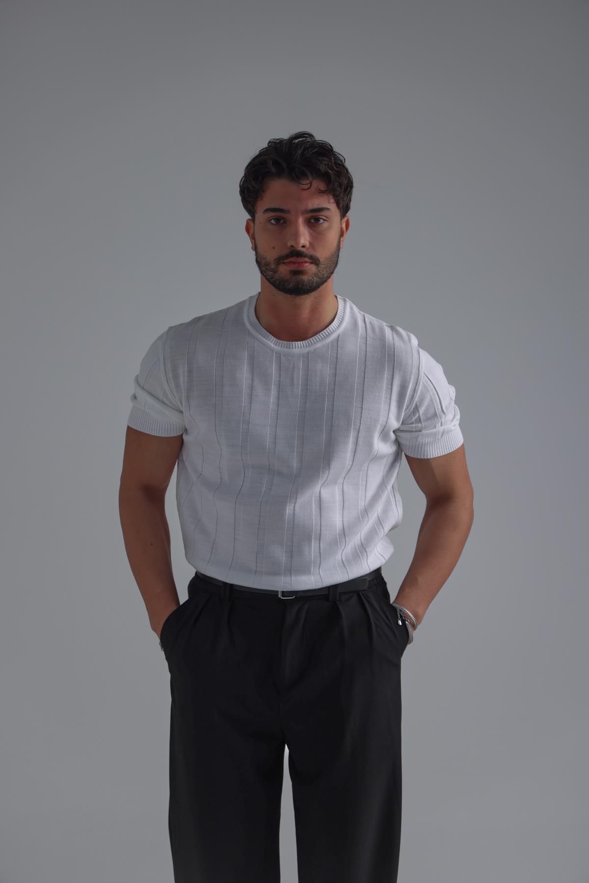 Relaxed Triko T-Shirt Beyaz