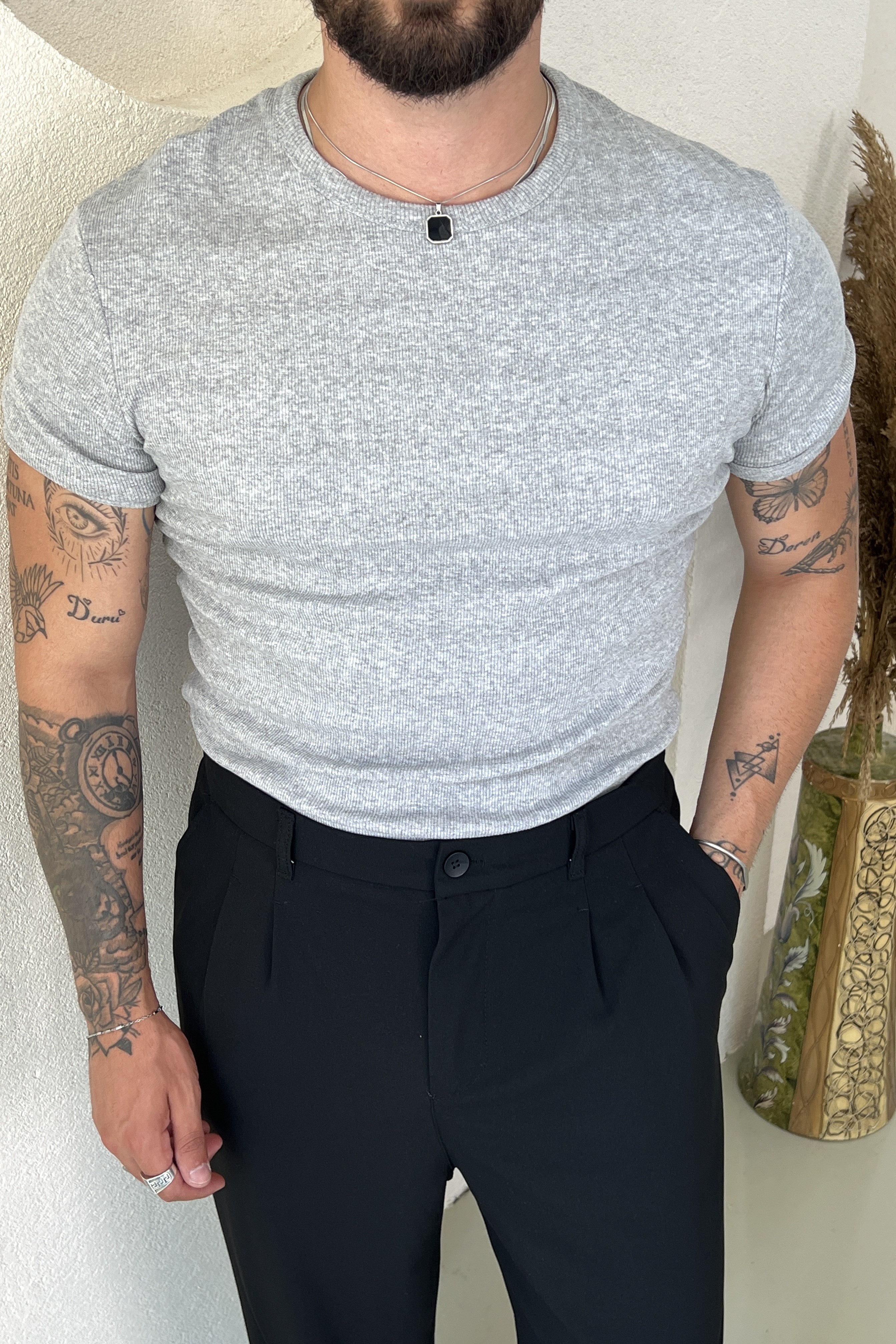 Ribana  Fit Tshirt Gri