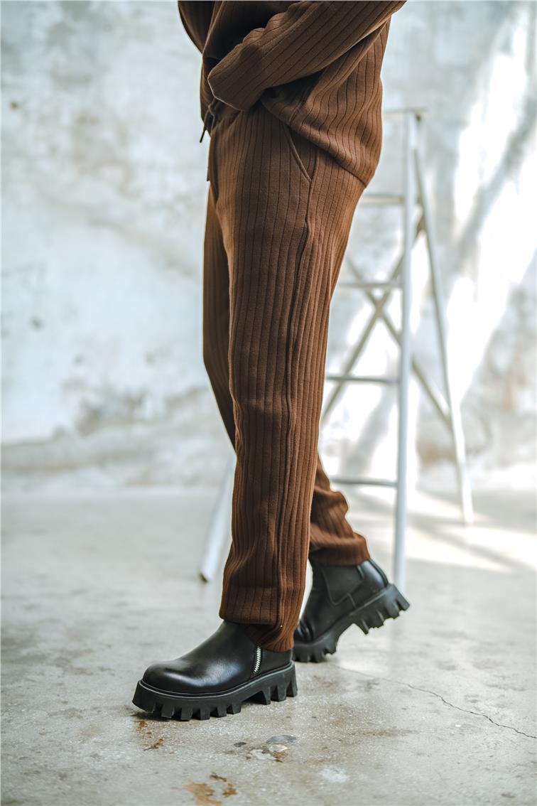 Ribanalı Comfort Pantolon Kahve