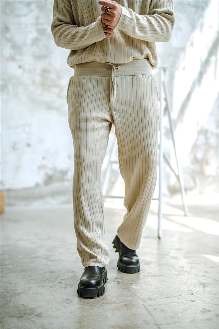 Ribanalı Comfort Pantolon Krem