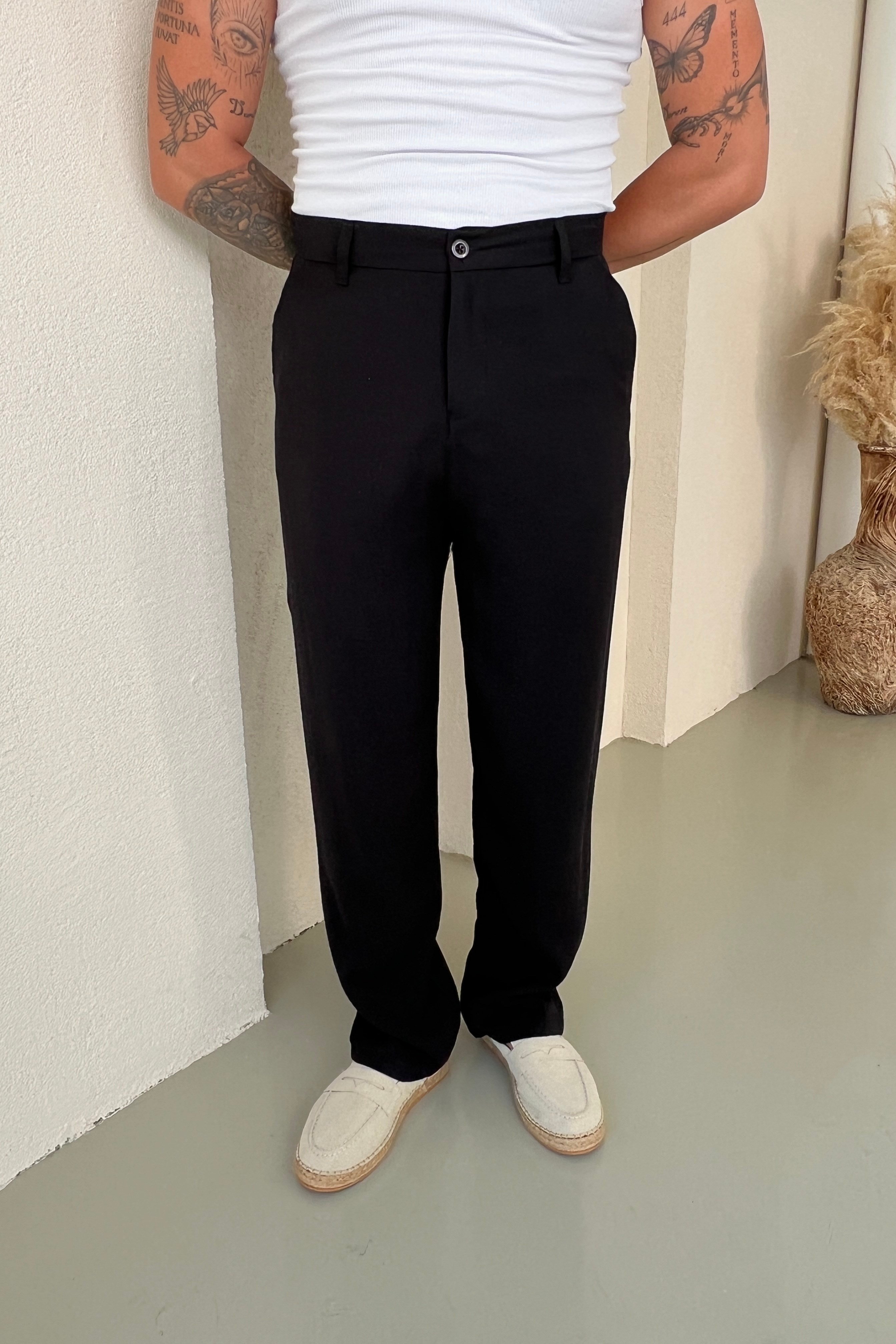 Viskon Baggy Pantolon Siyah