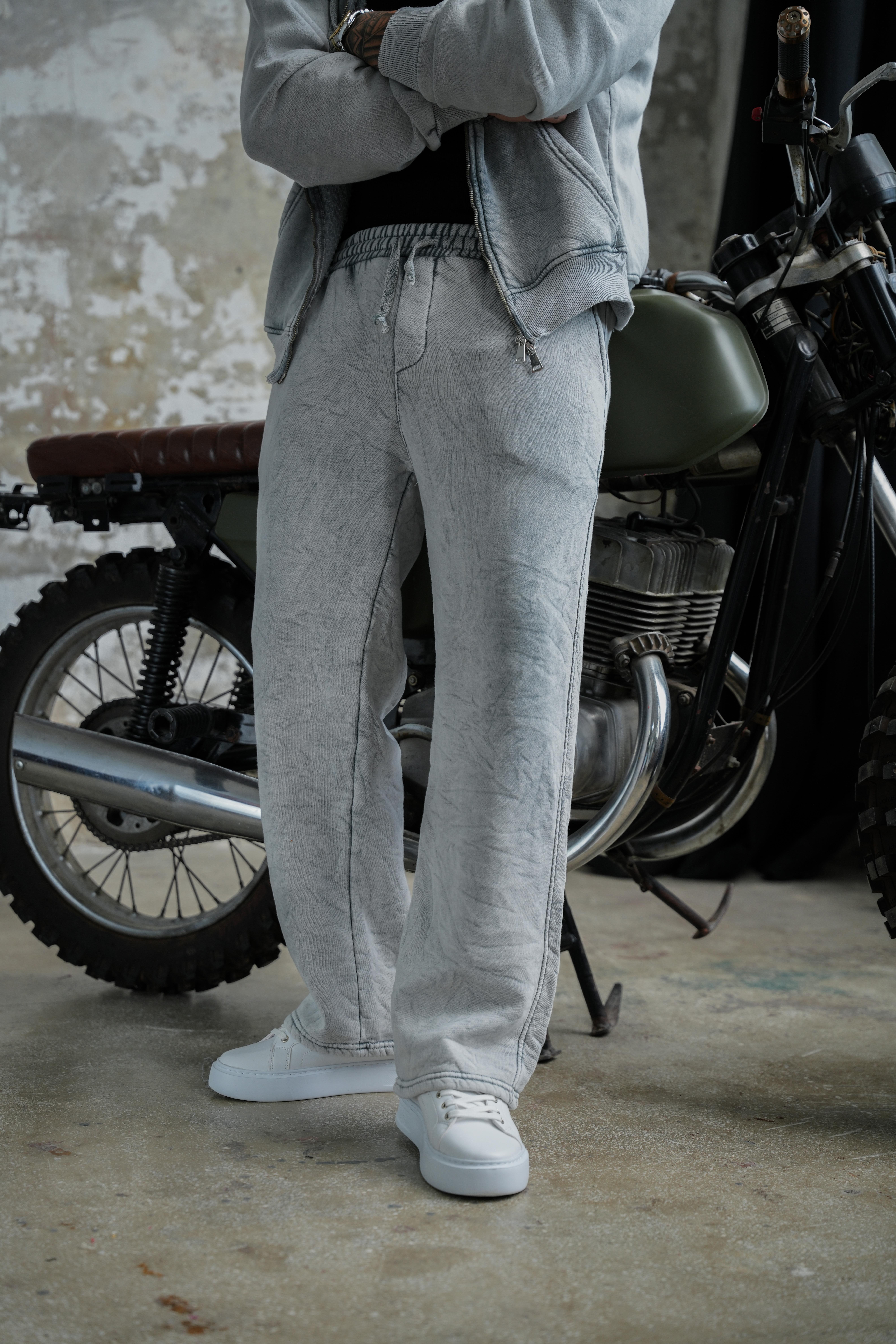 Washed Zipper Yıkamalı Baggy Pant. Yıkamalı Gri