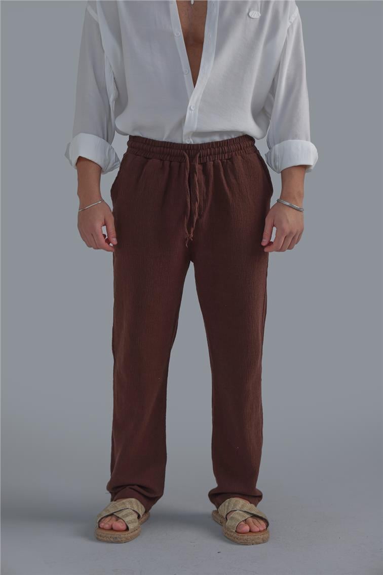 Washing Linen Baggy Pant Kahve