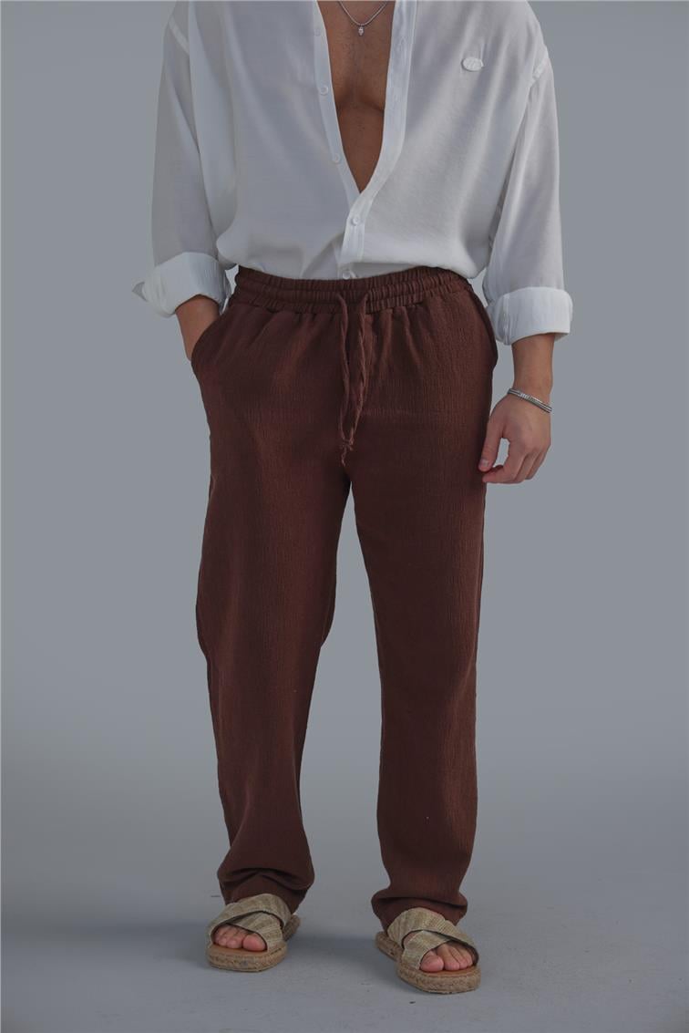 Washing Linen Baggy Pant Kahve