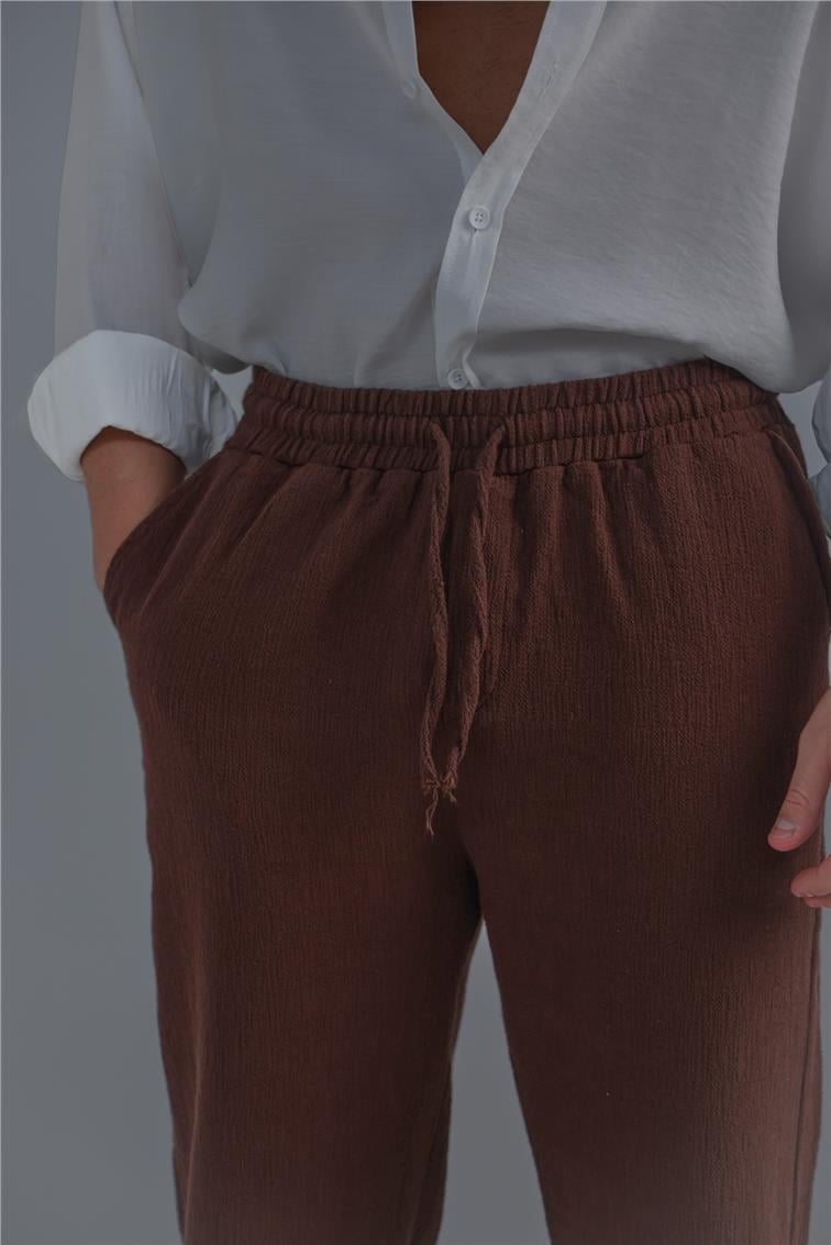 Washing Linen Baggy Pant Kahve