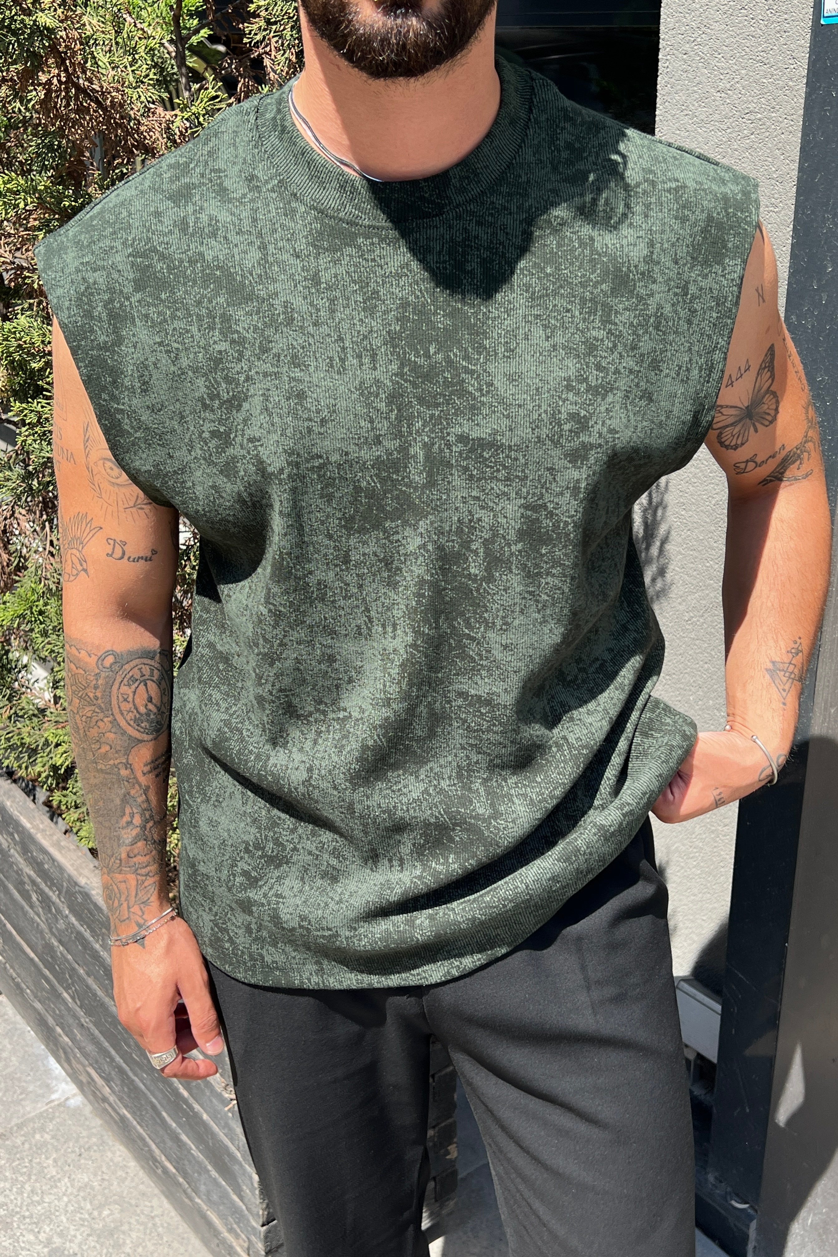 Yıkamalı Oversize Atlet Haki