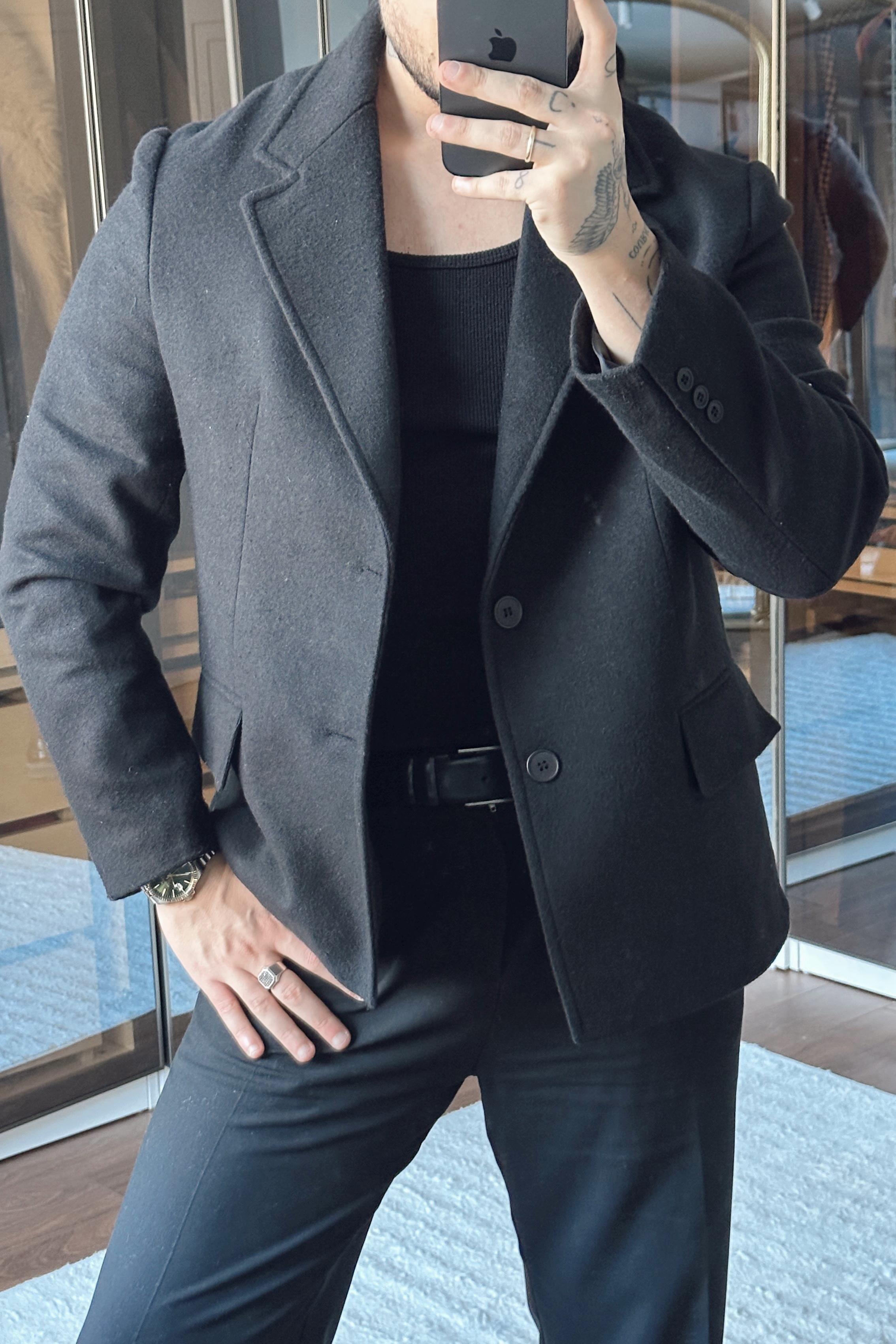 Yün Karışımı Slimfit Basic Ceket Antrasit