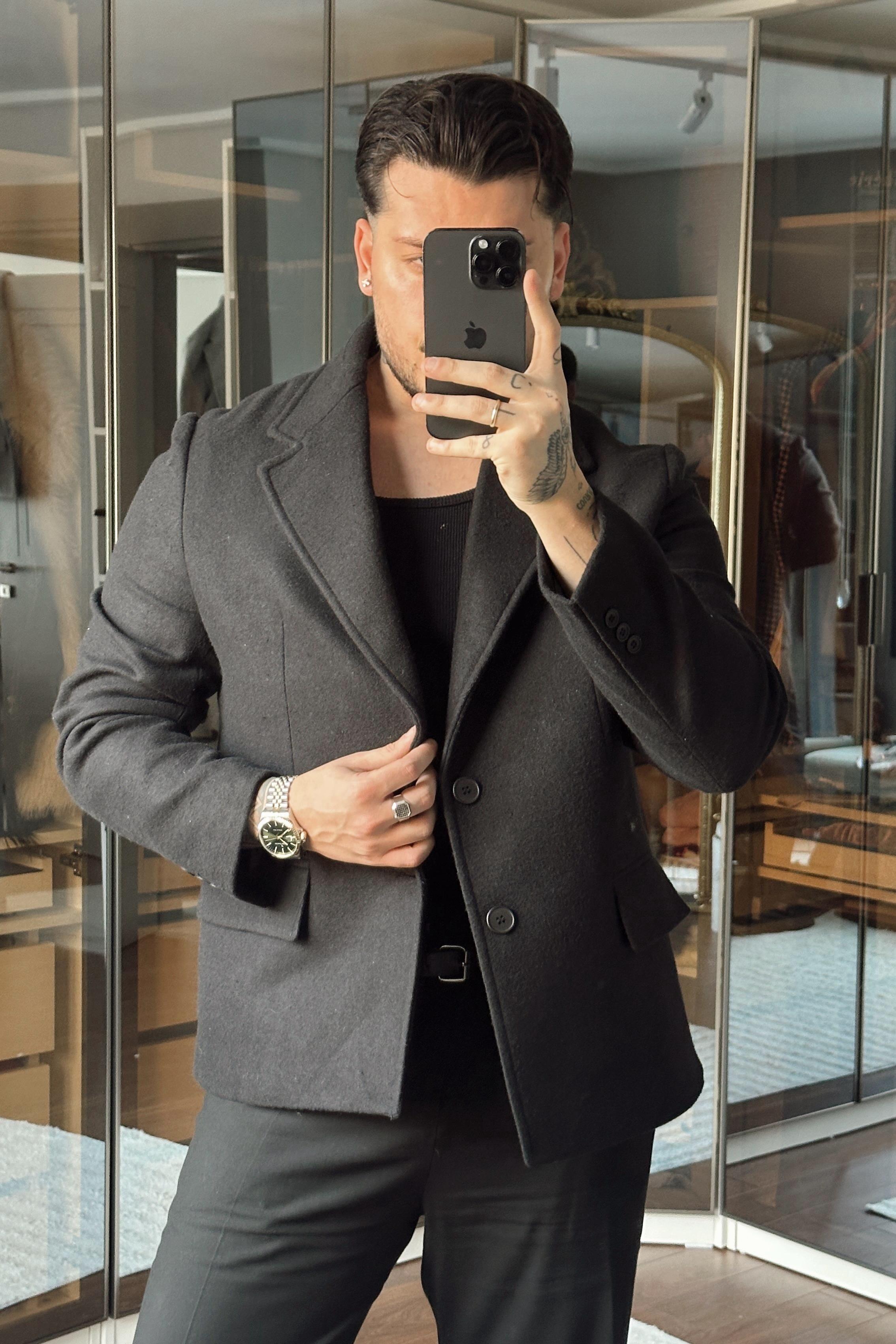 Yün Karışımı Slimfit Basic Ceket Siyah