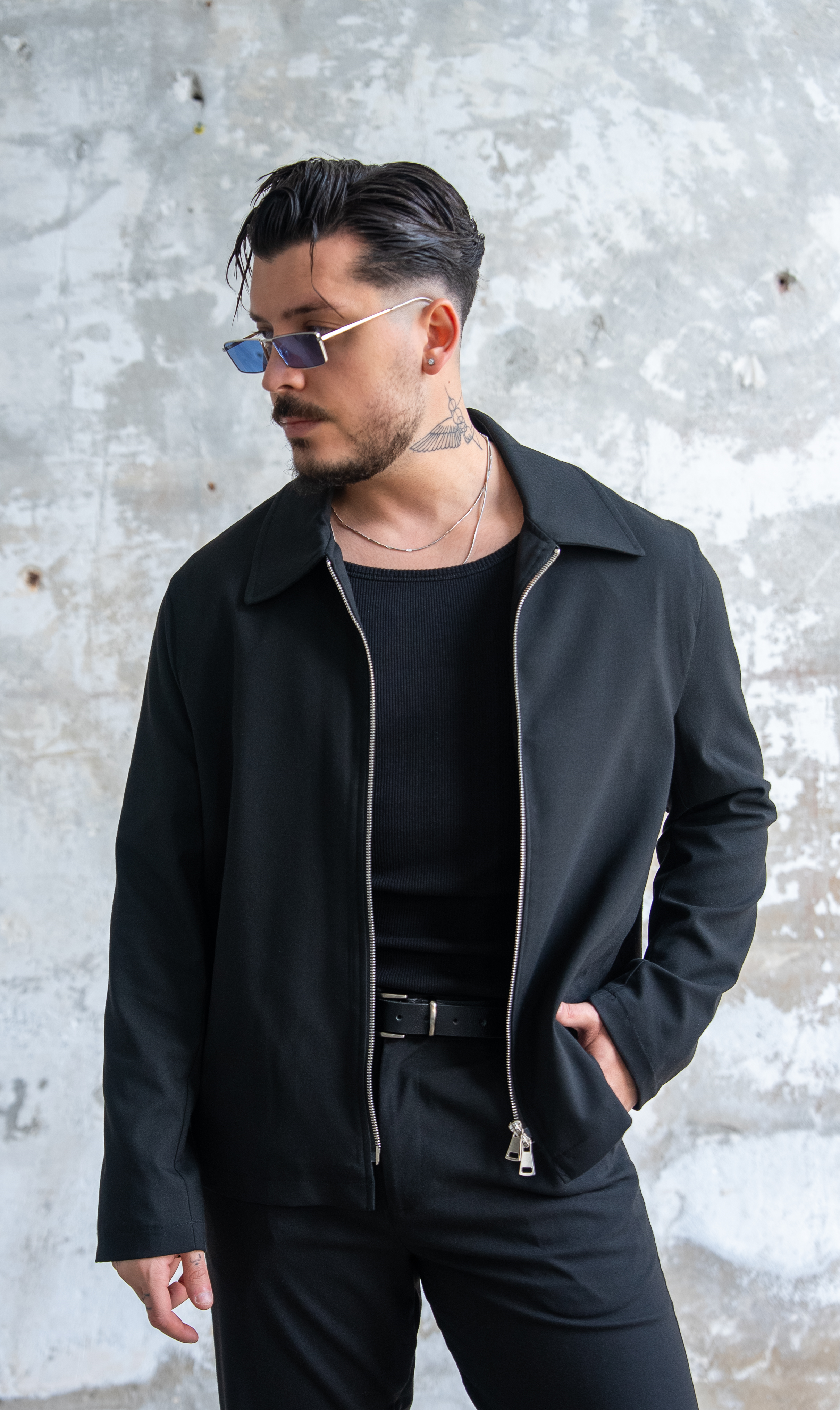 ZR Design Fermuarlı Rahat Kesim Takım Siyah