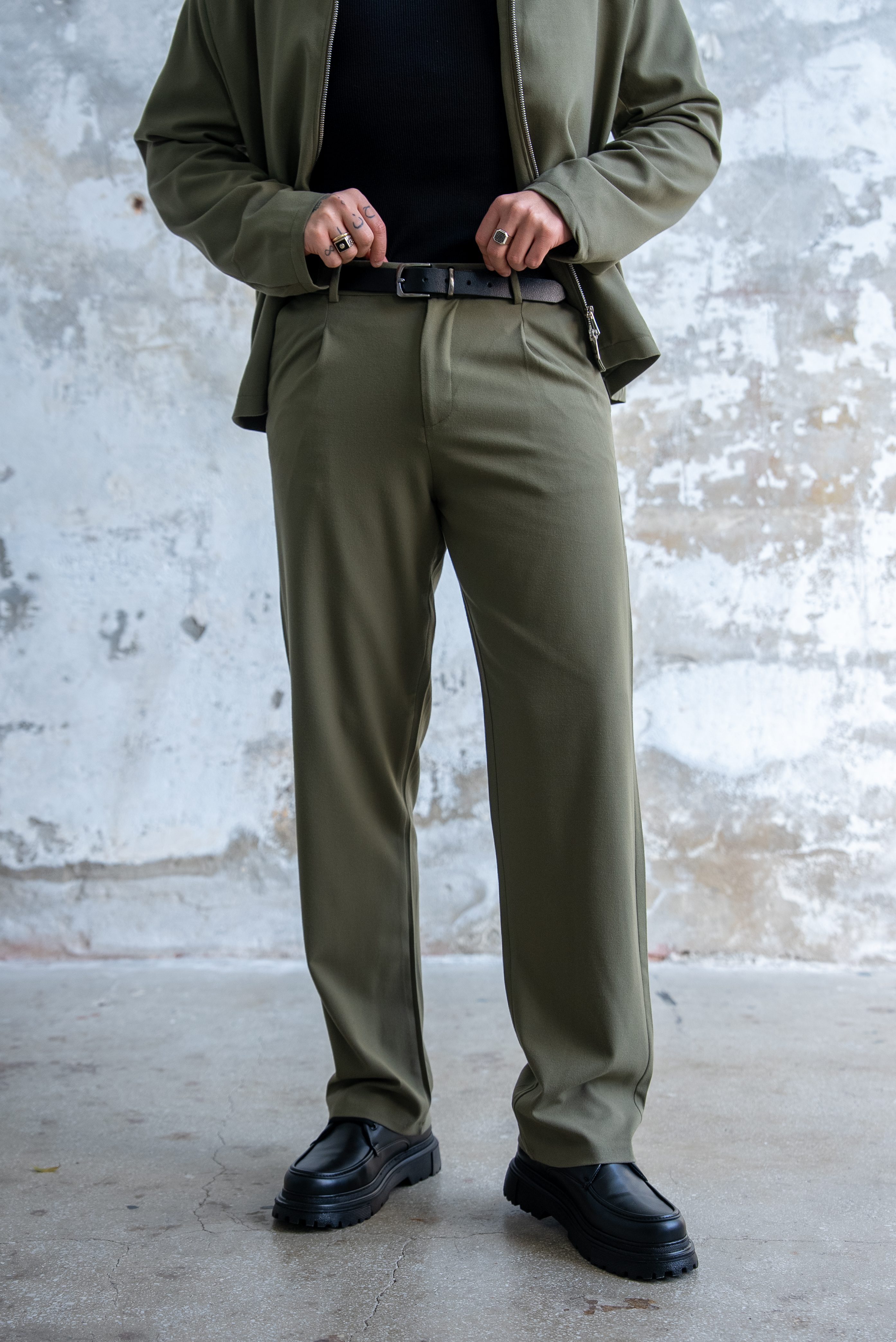 ZR Design Fermuarlı Rahat Kesim Takım Haki