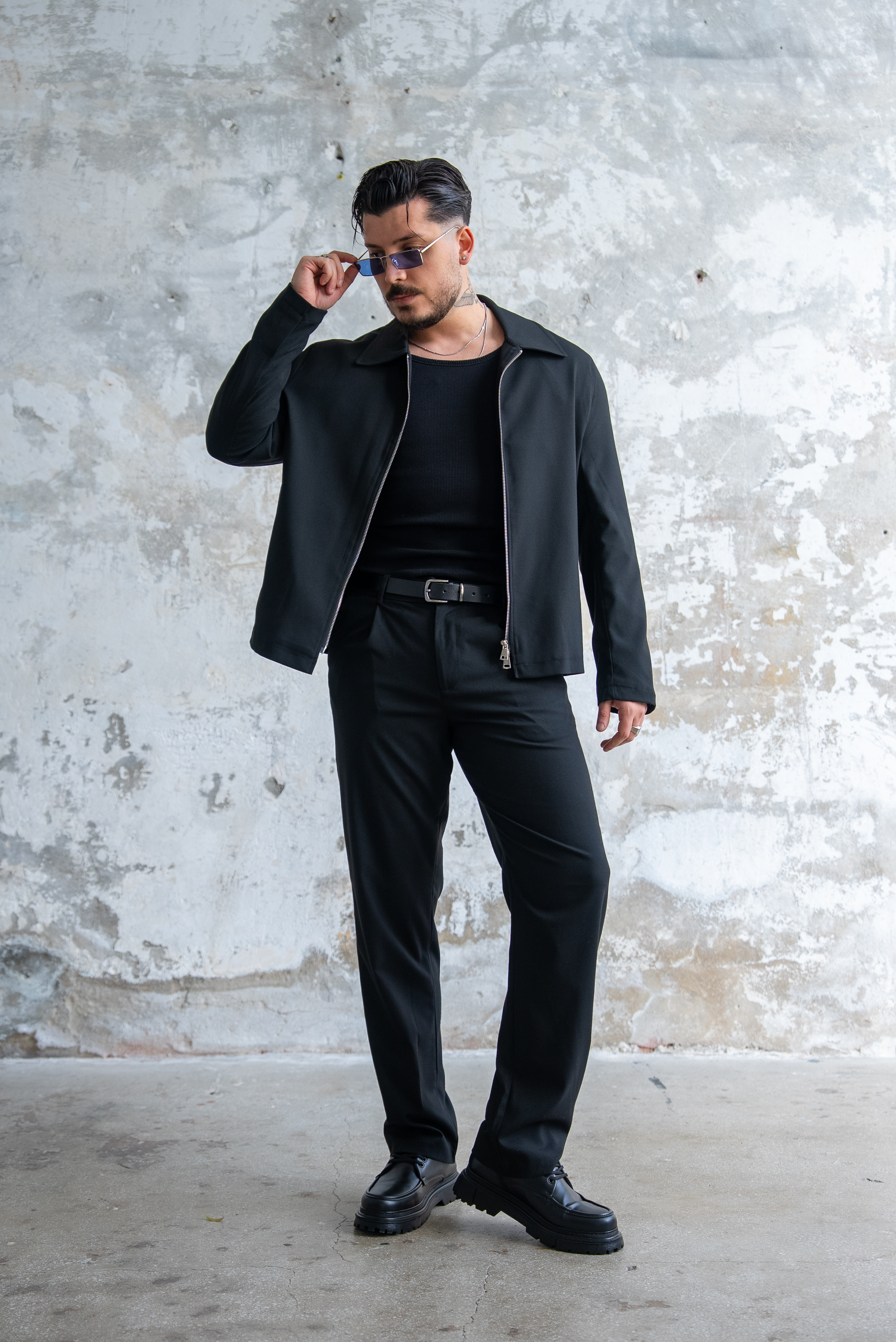 ZR Design Fermuarlı Rahat Kesim Takım Siyah