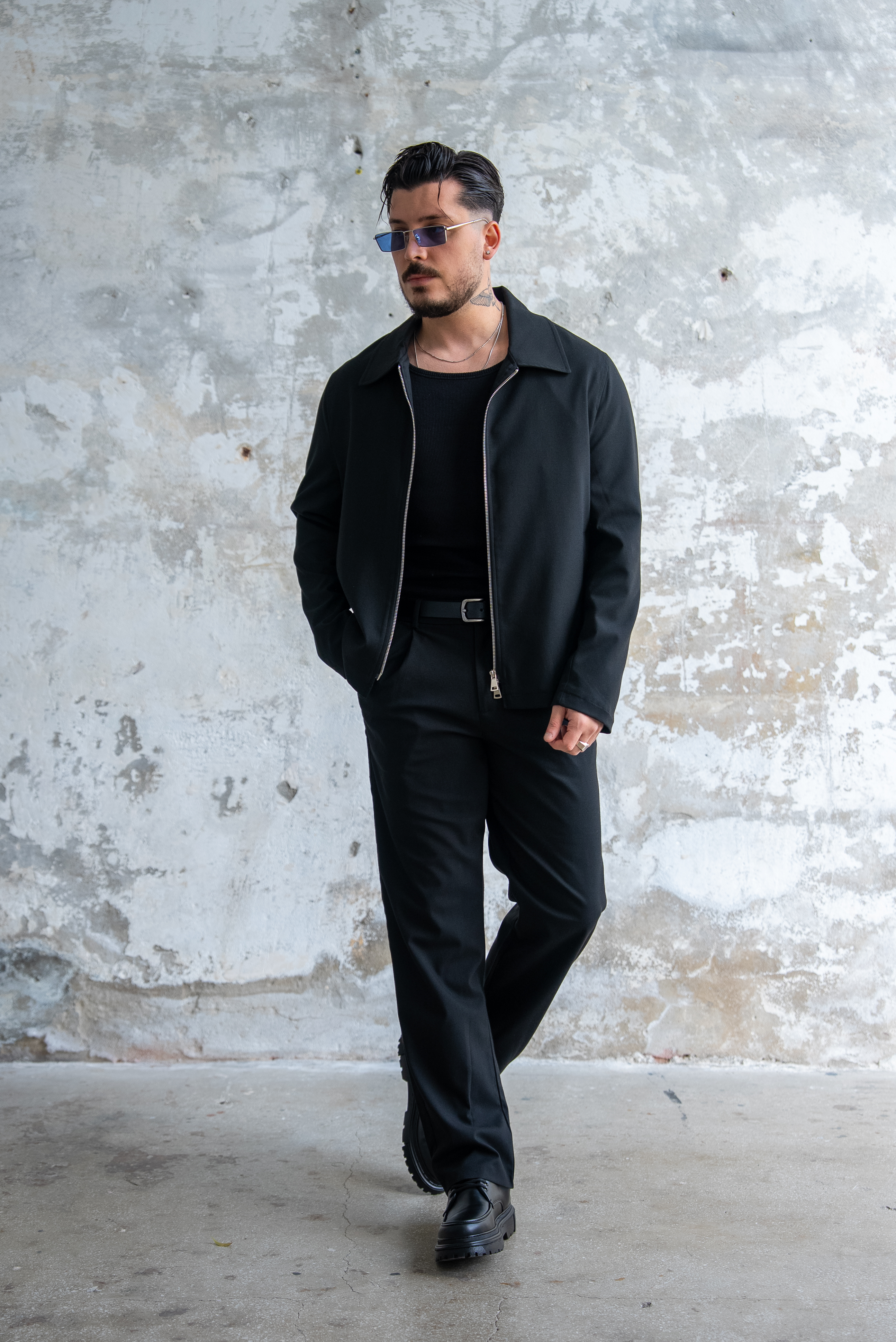 ZR Design Fermuarlı Rahat Kesim Takım Siyah
