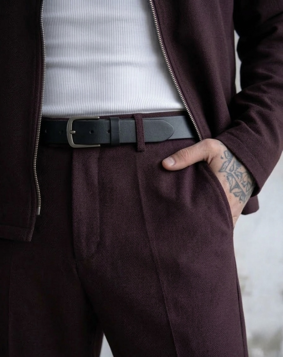 ZR Design Fermuarlı Rahat Kesim Takım Mürdüm
