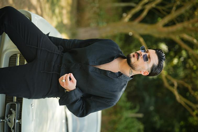 %100 Linen Oversize Gömlek Siyah