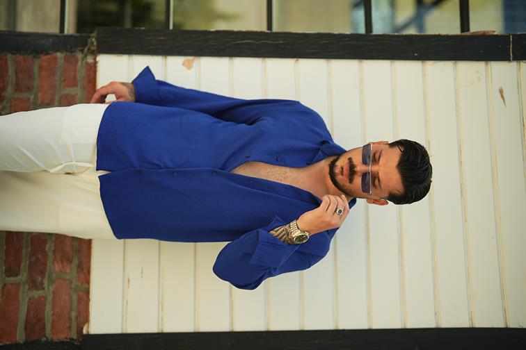 Aerobin Oversize Gömlek Koyu Mavi