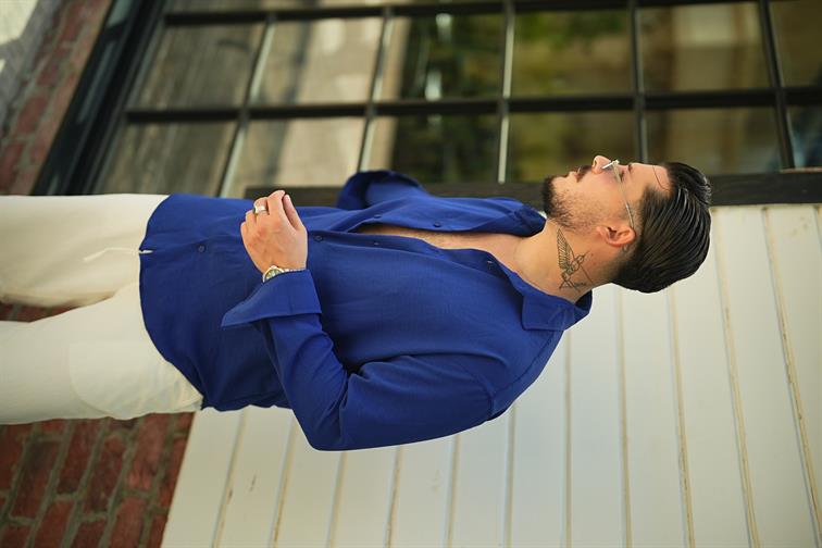 Aerobin Oversize Gömlek Koyu Mavi