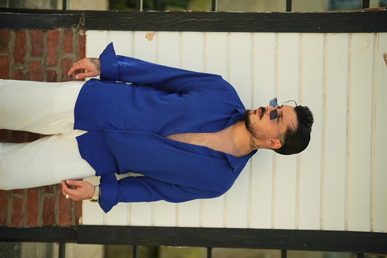 Aerobin Oversize Gömlek Koyu Mavi